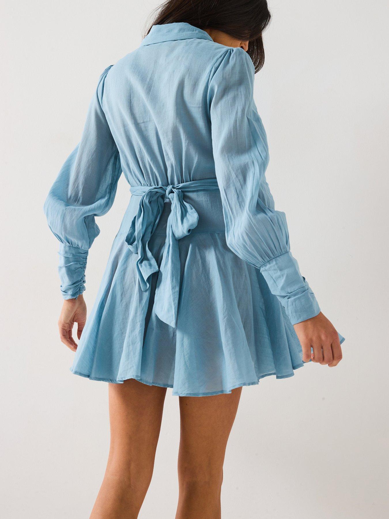  image of v-by-very-wrap-mini-dress-blue