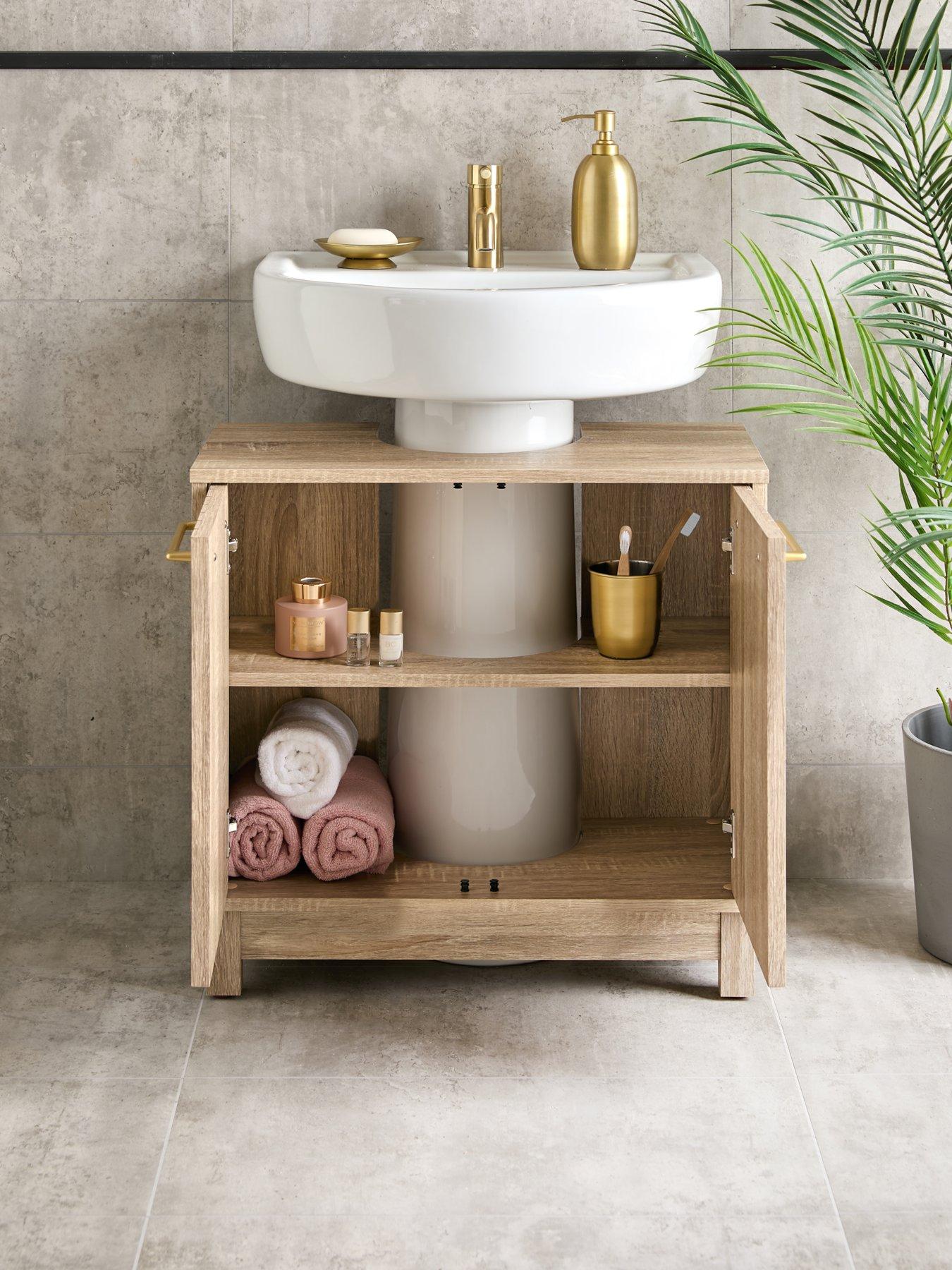 Very Home Lotus Pannelled Under Sink Bathroom Cabinet - Oak - FSC ...