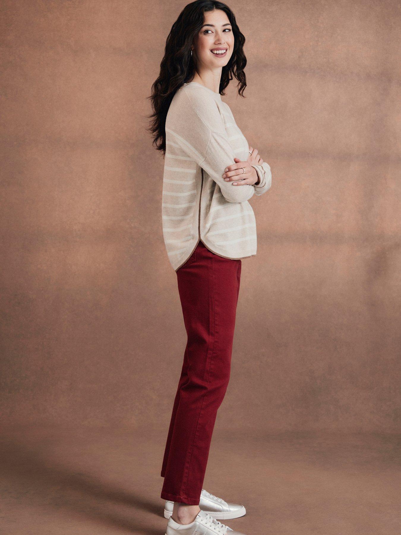  image of crew-clothing-merino-wool-blend-striped-jumper-beige