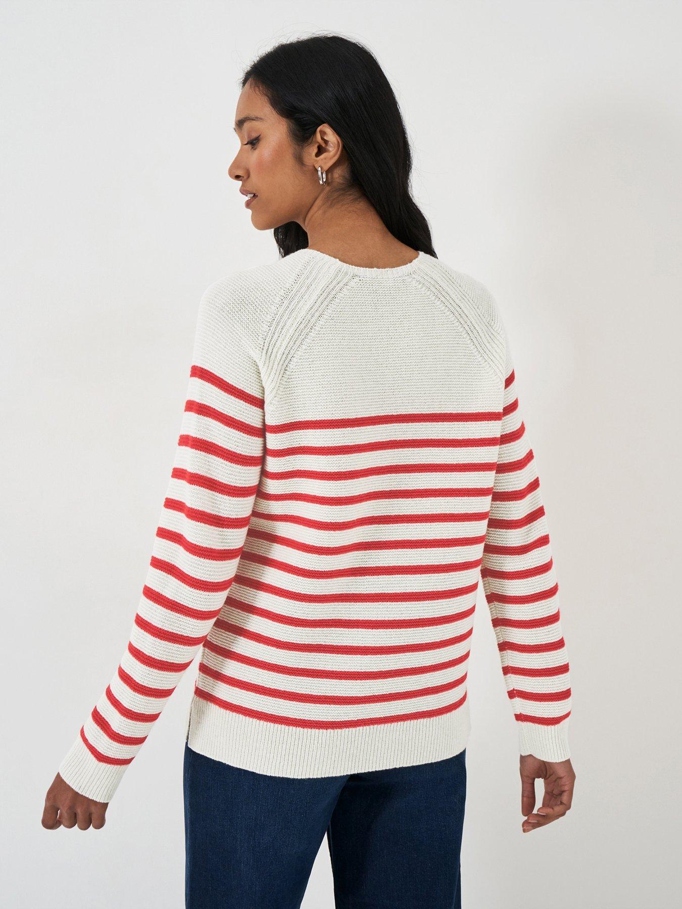 image of crew-clothing-merino-wool-blend-button-detail-jumper-red
