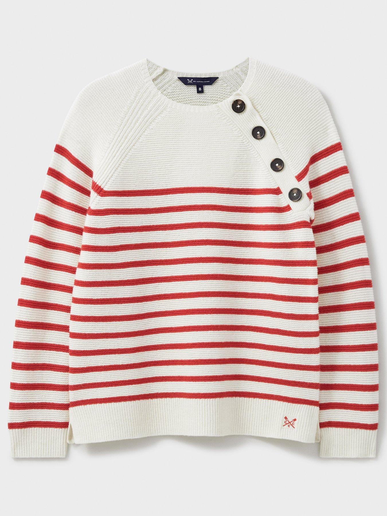  image of crew-clothing-merino-wool-blend-button-detail-jumper-red