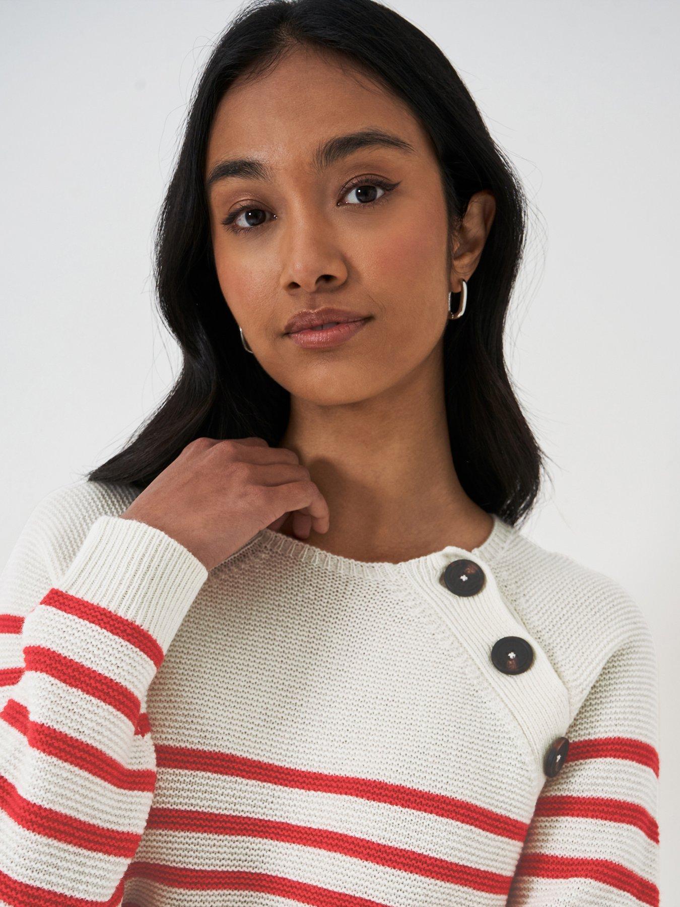  image of crew-clothing-merino-wool-blend-button-detail-jumper-red