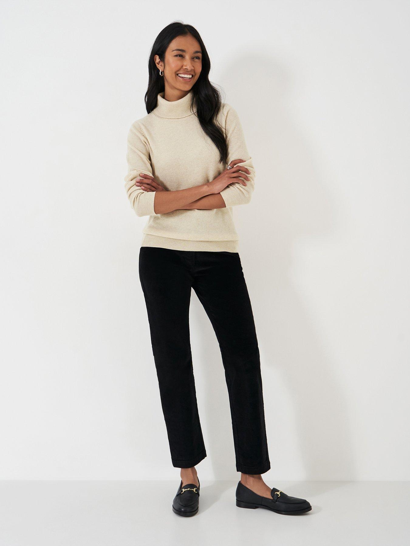  image of crew-clothing-merino-cashmere-blend-roll-neck-jumper-beige