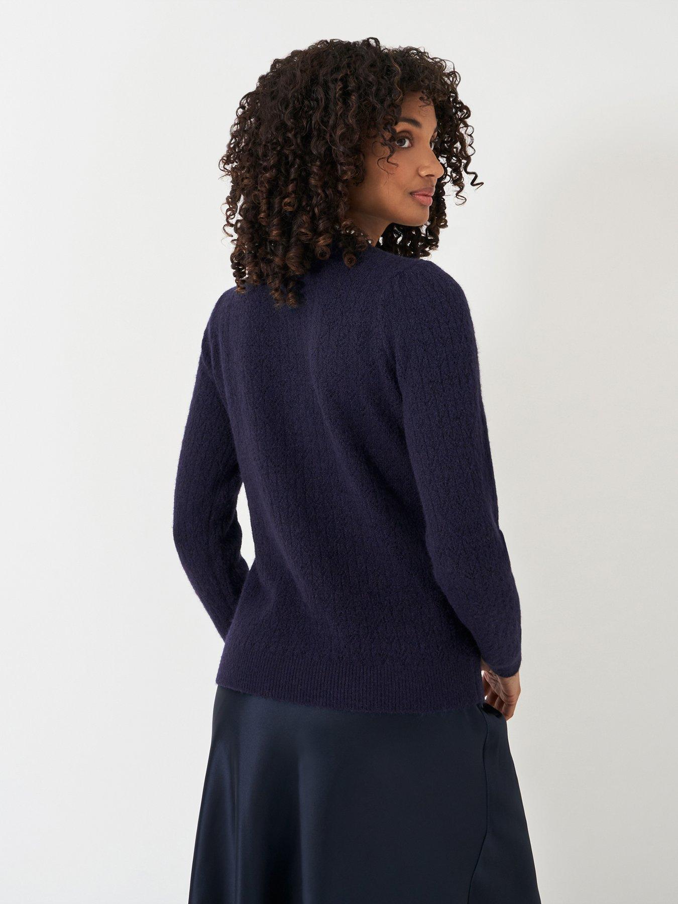 image of crew-clothing-lace-trim-pointelle-jumper-blue