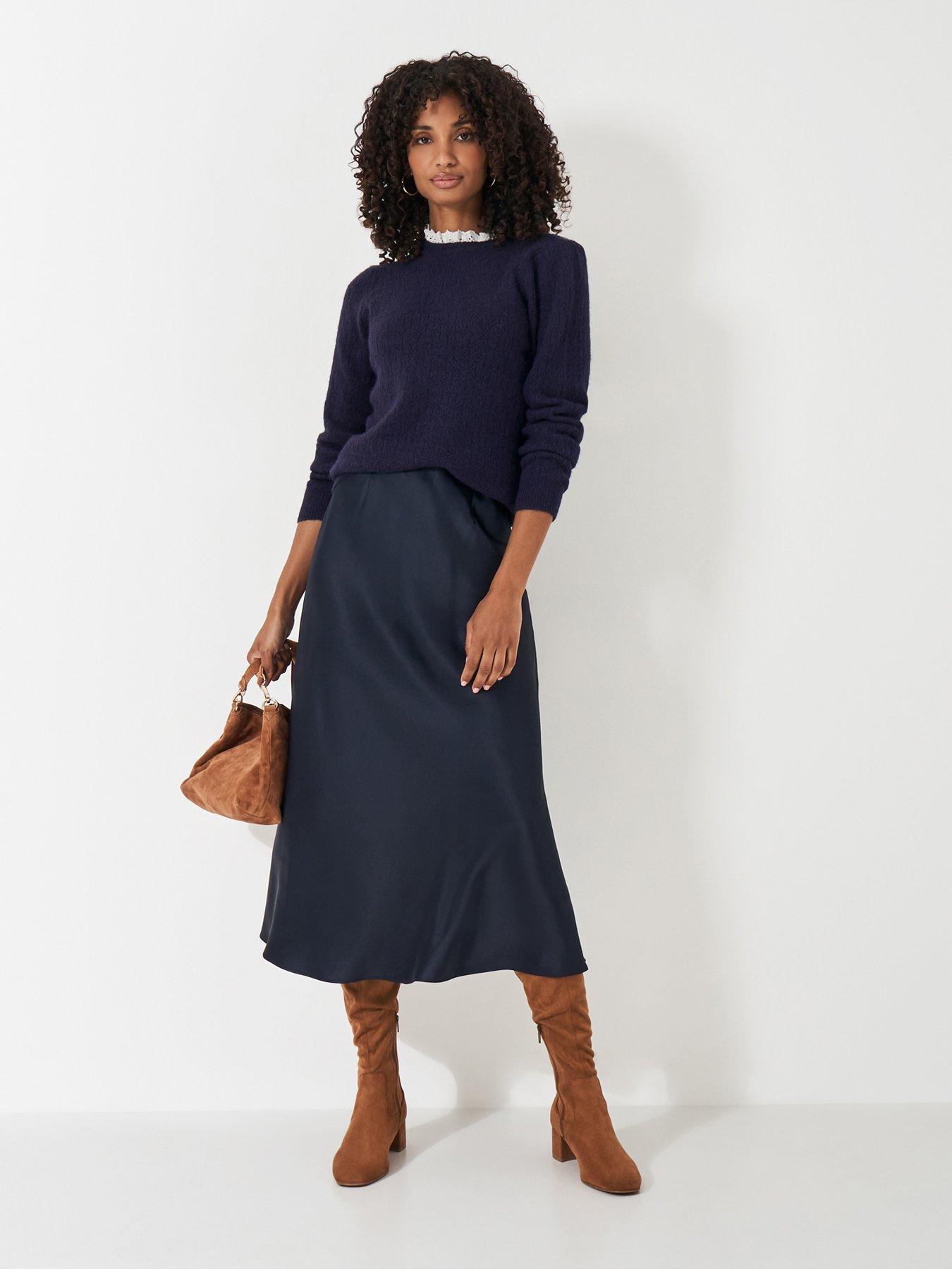  image of crew-clothing-lace-trim-pointelle-jumper-blue