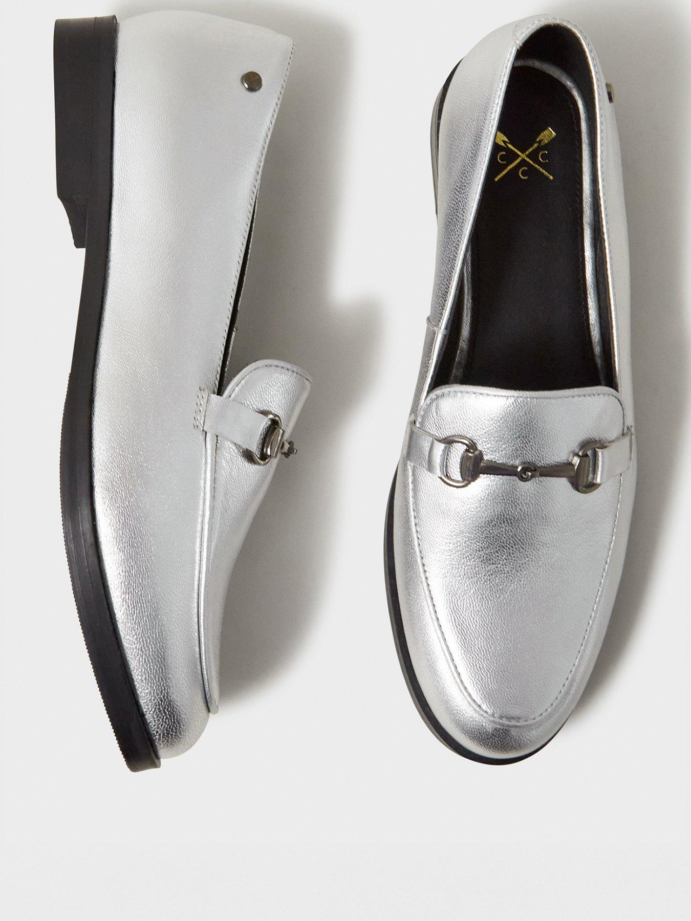  image of crew-clothing-cora-leather-loafer-grey
