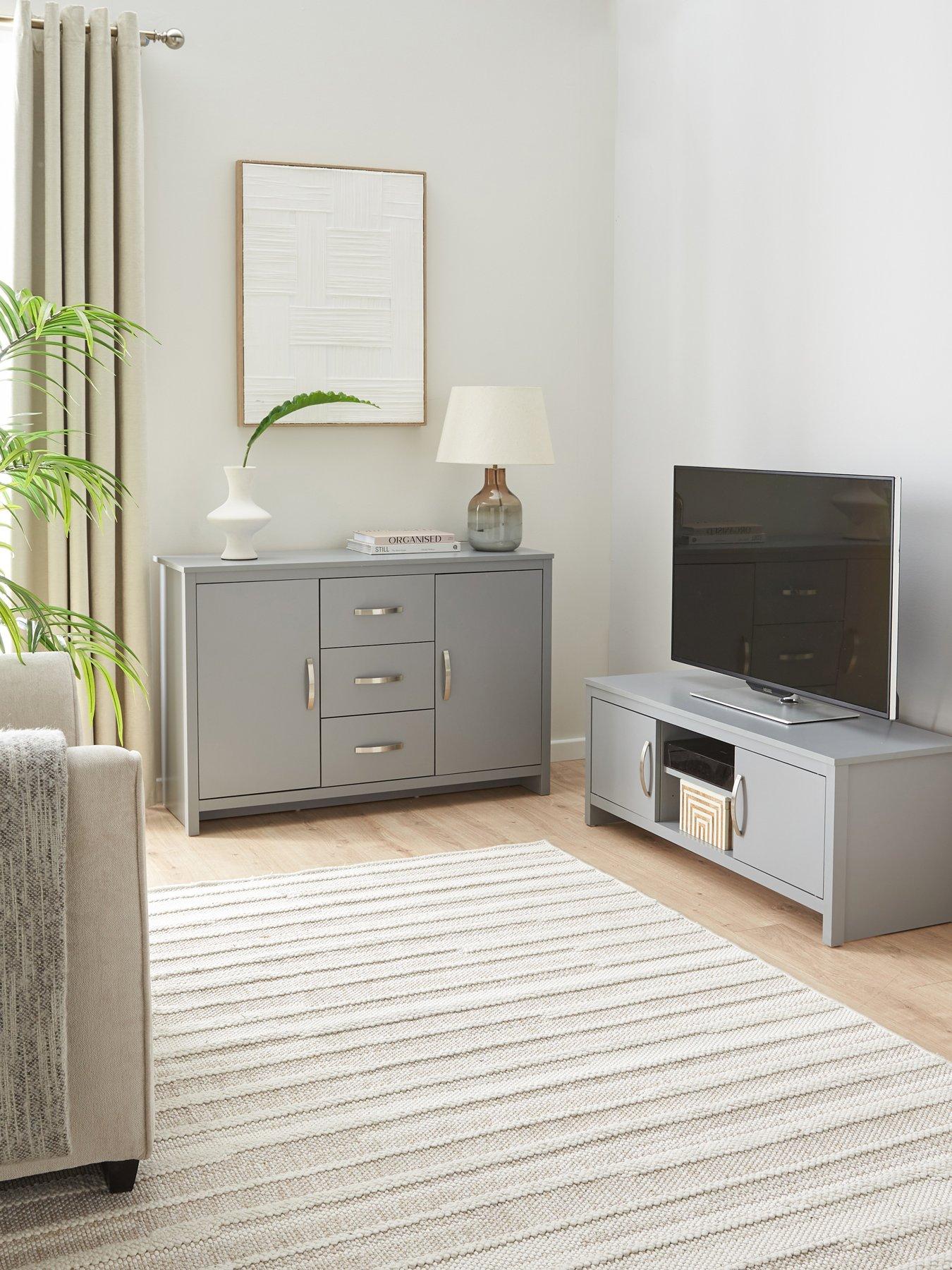 Image 1 of 7 of Very Home Ely 2&nbsp;Piece Package -&nbsp;2 Door, 3 Drawer Sideboard and TV Unit&nbsp;- Fits up to 43 inch TV - Grey