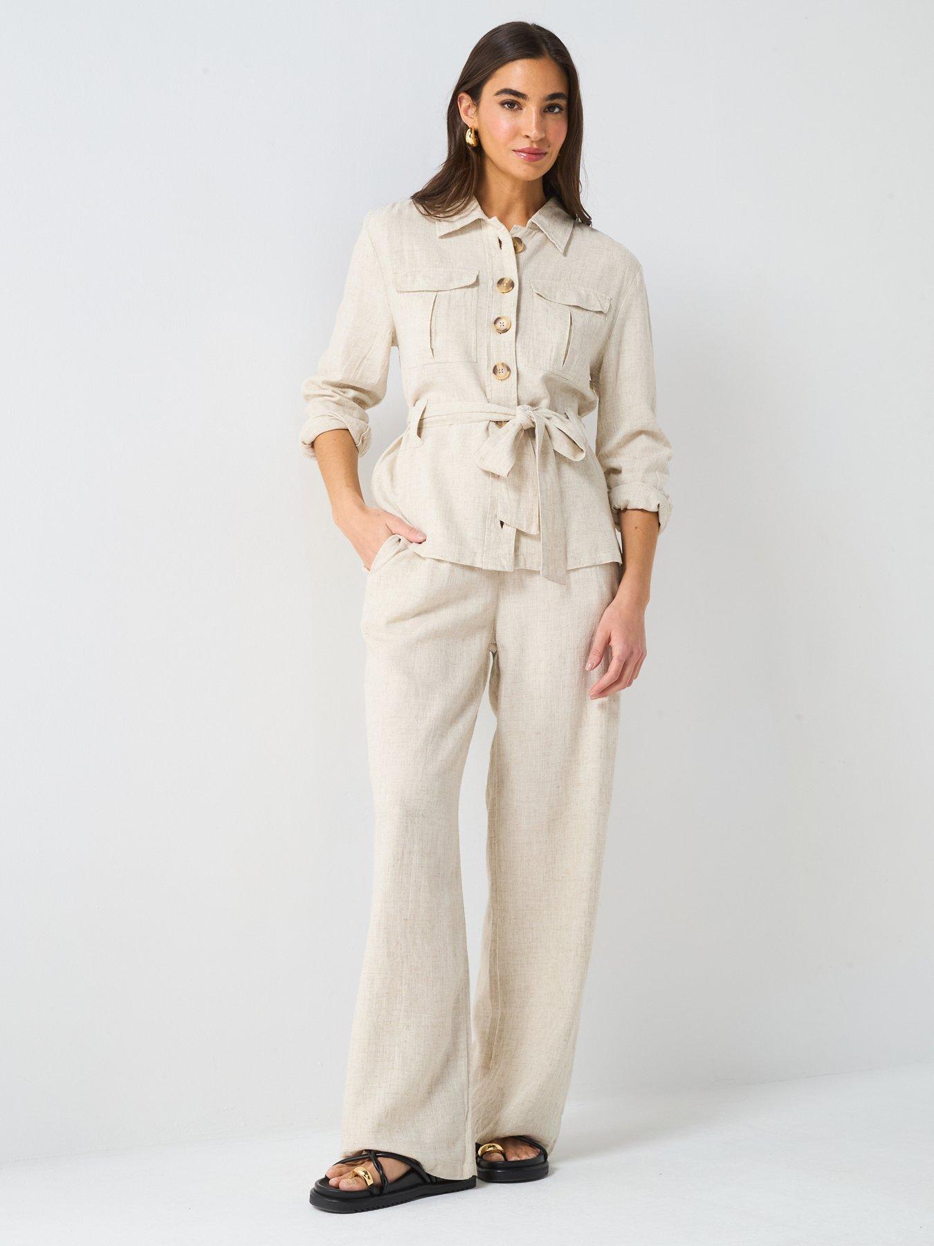  image of v-by-very-utility-shirt-co-ord-cream