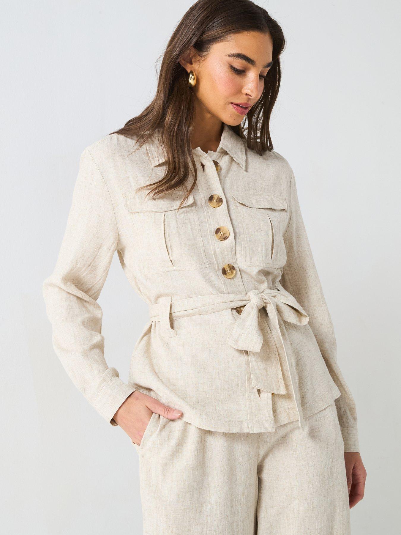  image of v-by-very-utility-shirt-co-ord-cream