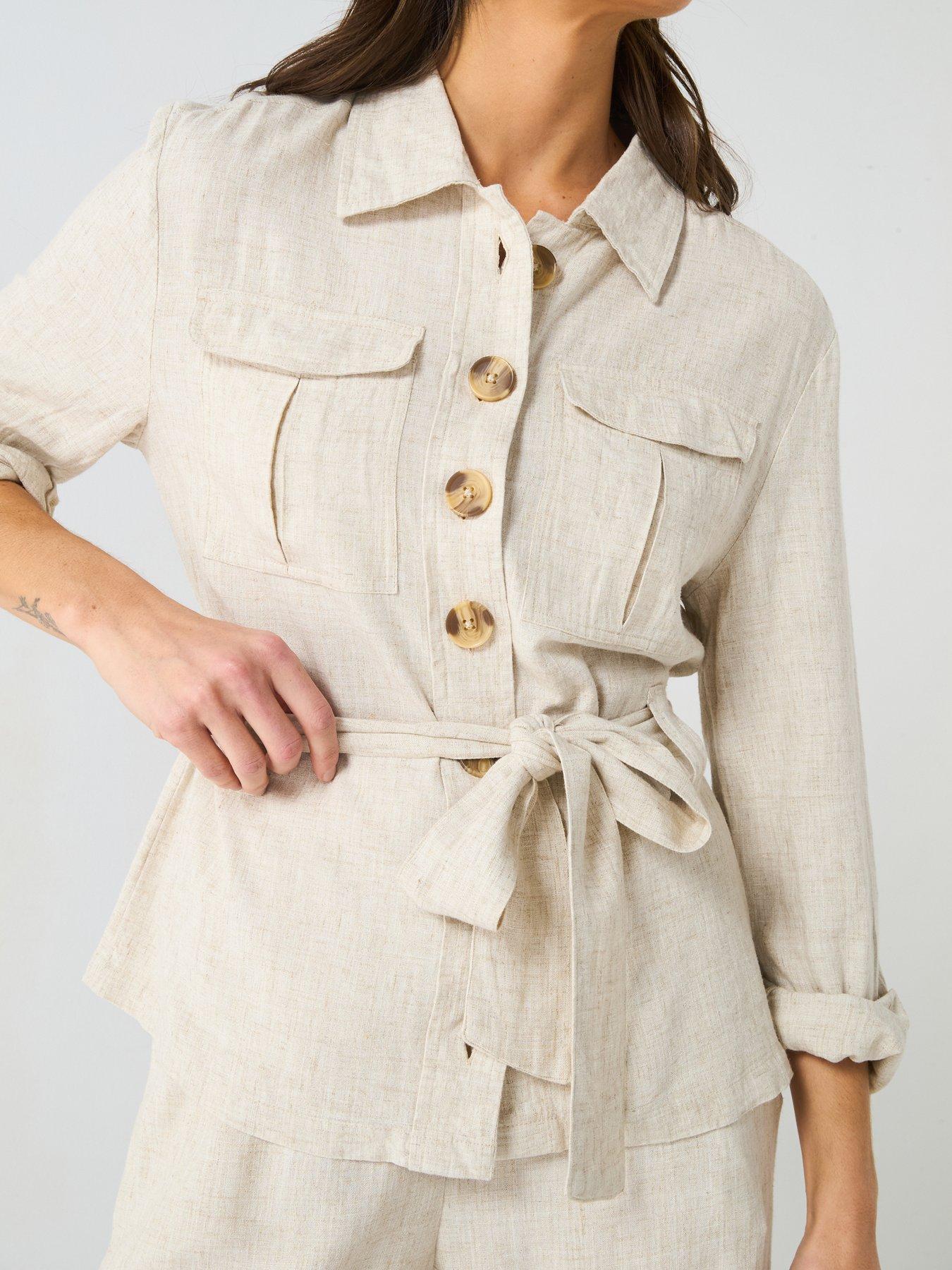  image of v-by-very-utility-shirt-co-ord-cream