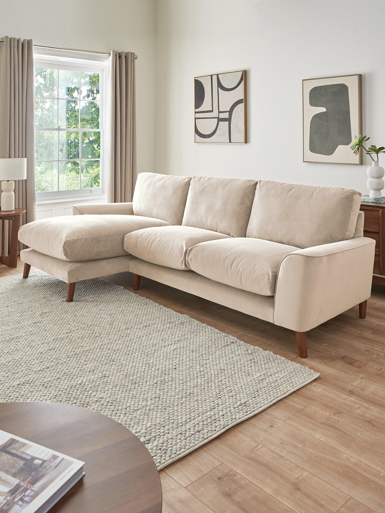 The Very Collection Astrid Velvet Left Hand 3 Seater Chaise Sofa