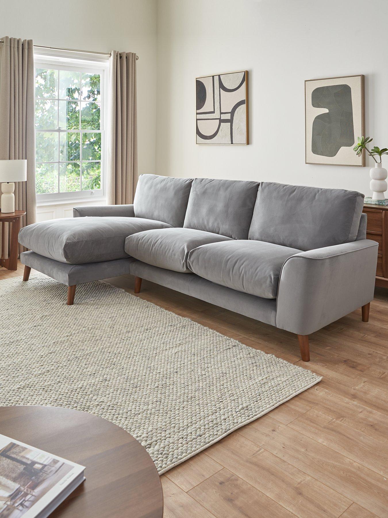 Very Home Astrid Velvet Left Hand 3 Seater Chaise Sofa