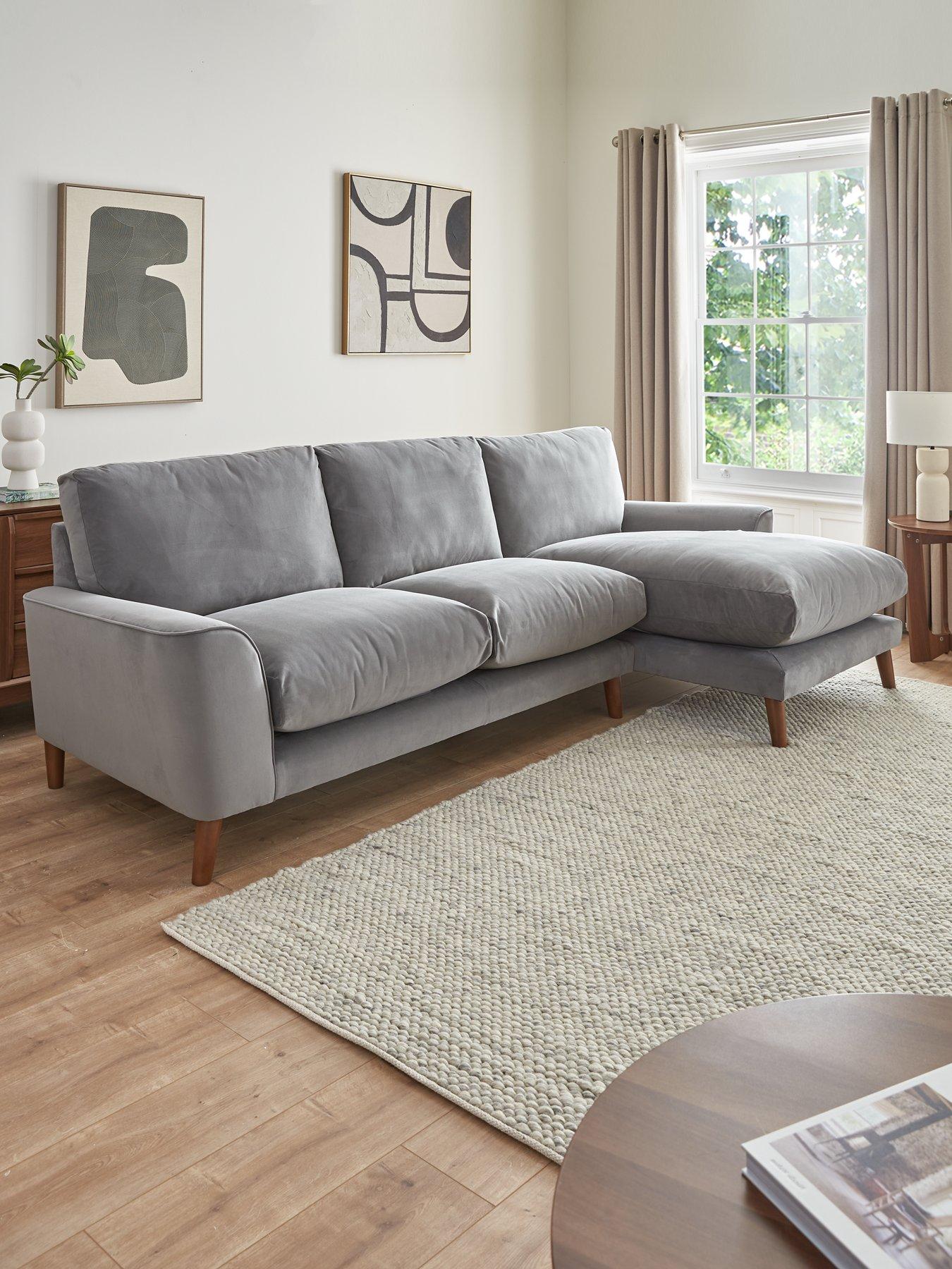 Very Home Astrid Velvet Right Hand Chaise Sofa - FSC® Certified