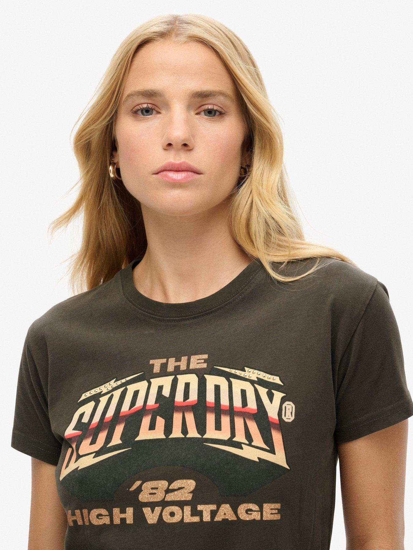 Image 4 of 5 of Superdry 70s Rock Band Cap Sleeve T-Shirt - Black