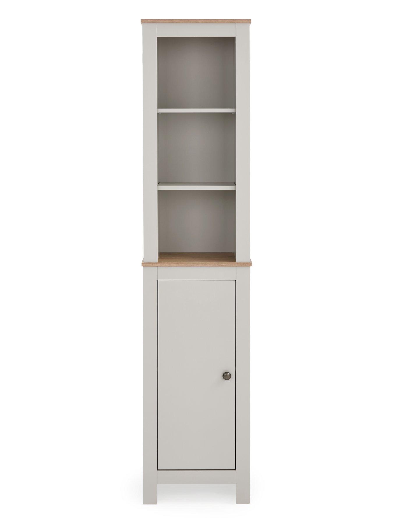 Very Home Lifton Tall Bathroom Cabinet - Light Grey/Wood Effect ...
