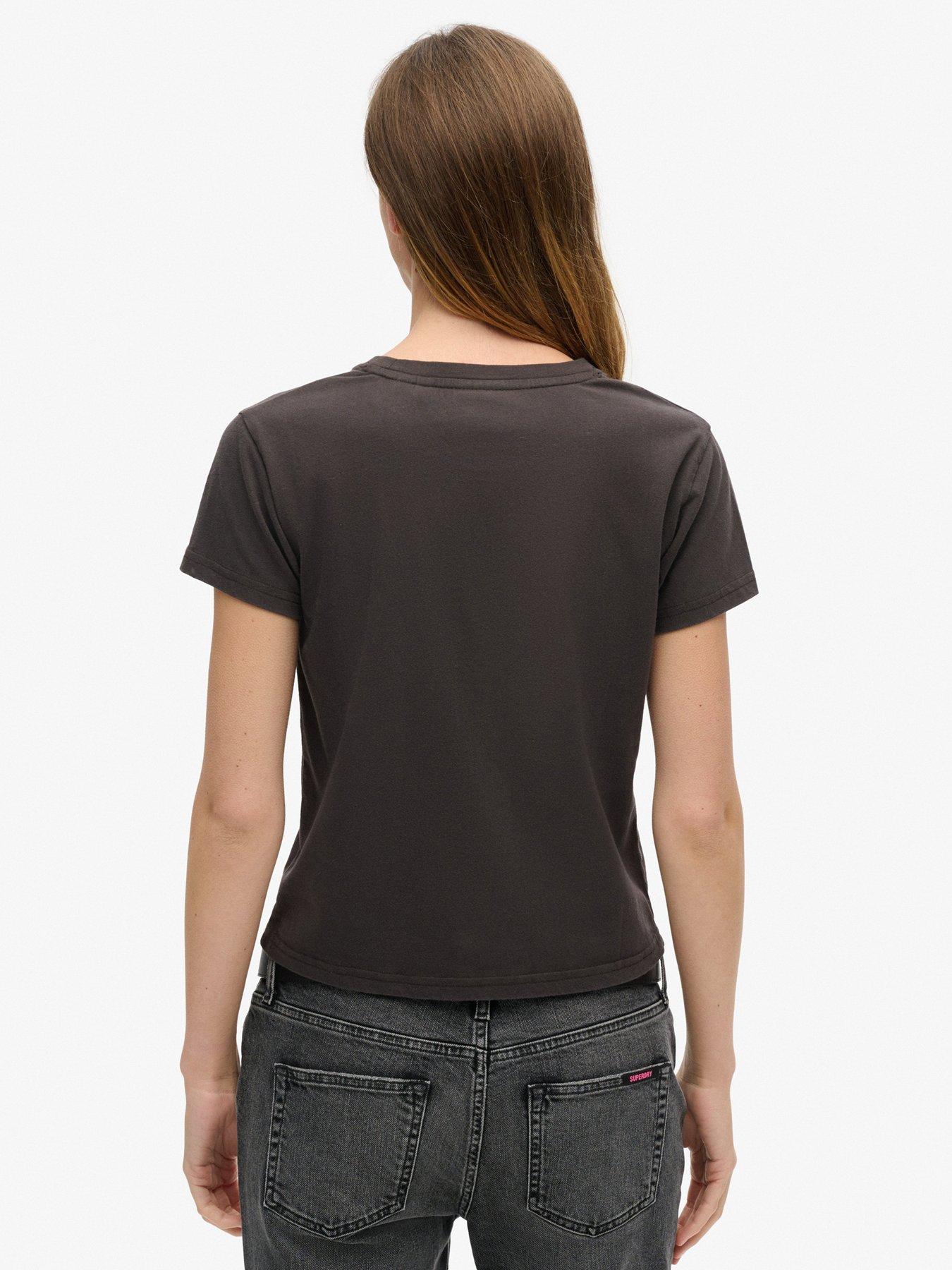 Image 2 of 5 of Superdry 70S Rock Band Cap Sleeve T-Shirt - Black
