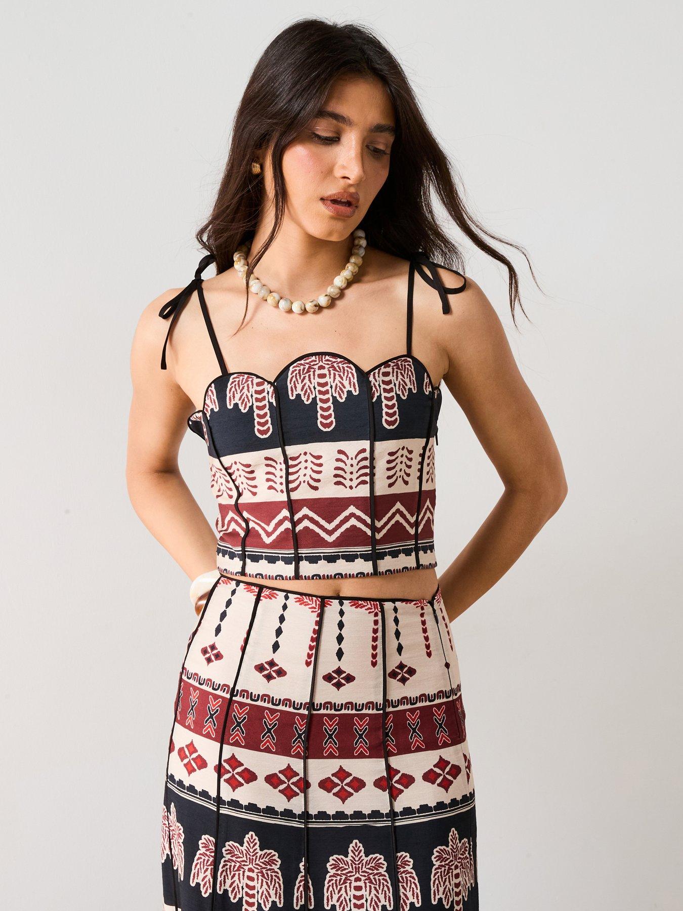  image of v-by-very-cropped-print-desert-co-ord-top-multinbsp