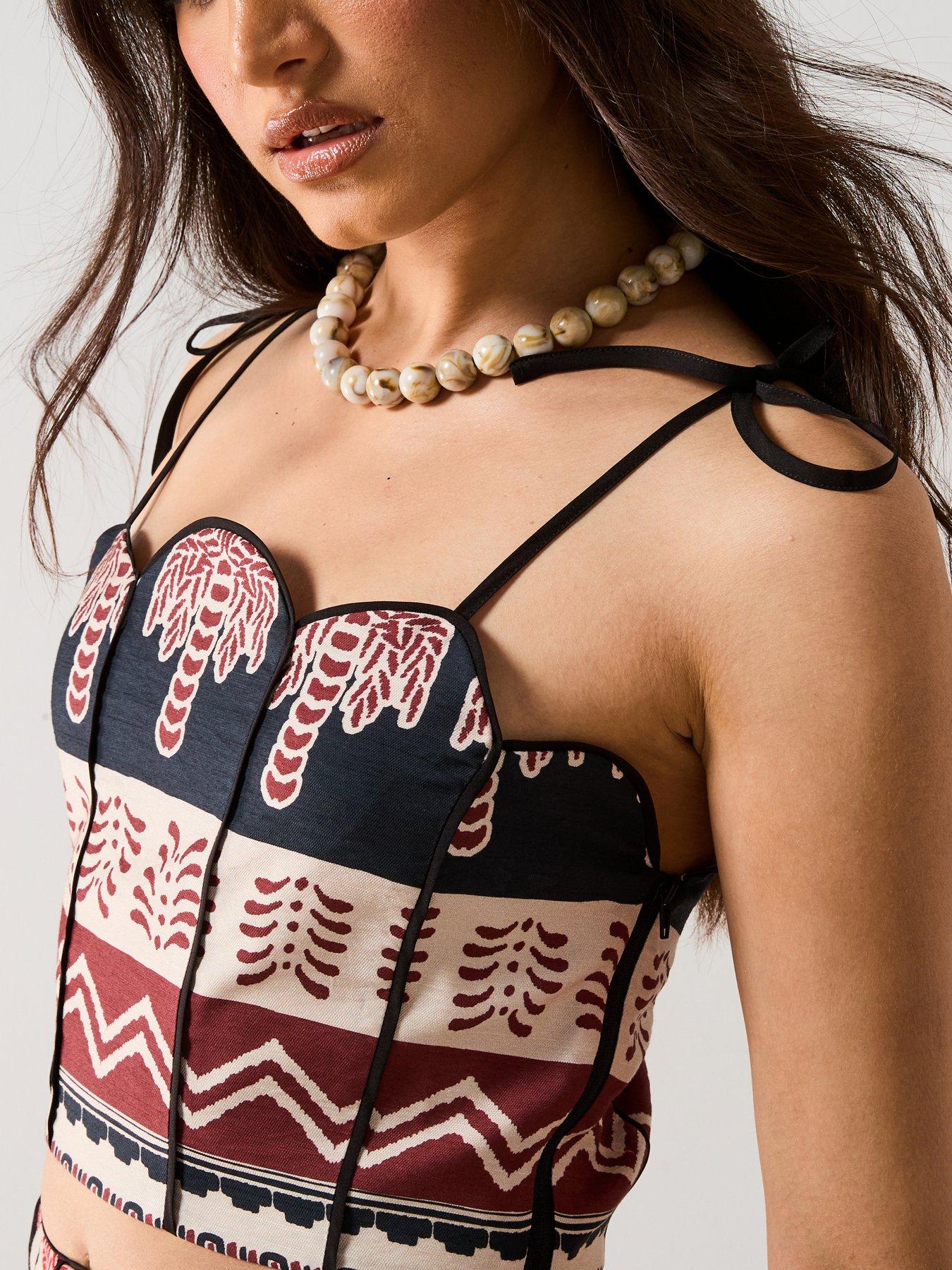  image of v-by-very-cropped-print-desert-co-ord-top-multinbsp