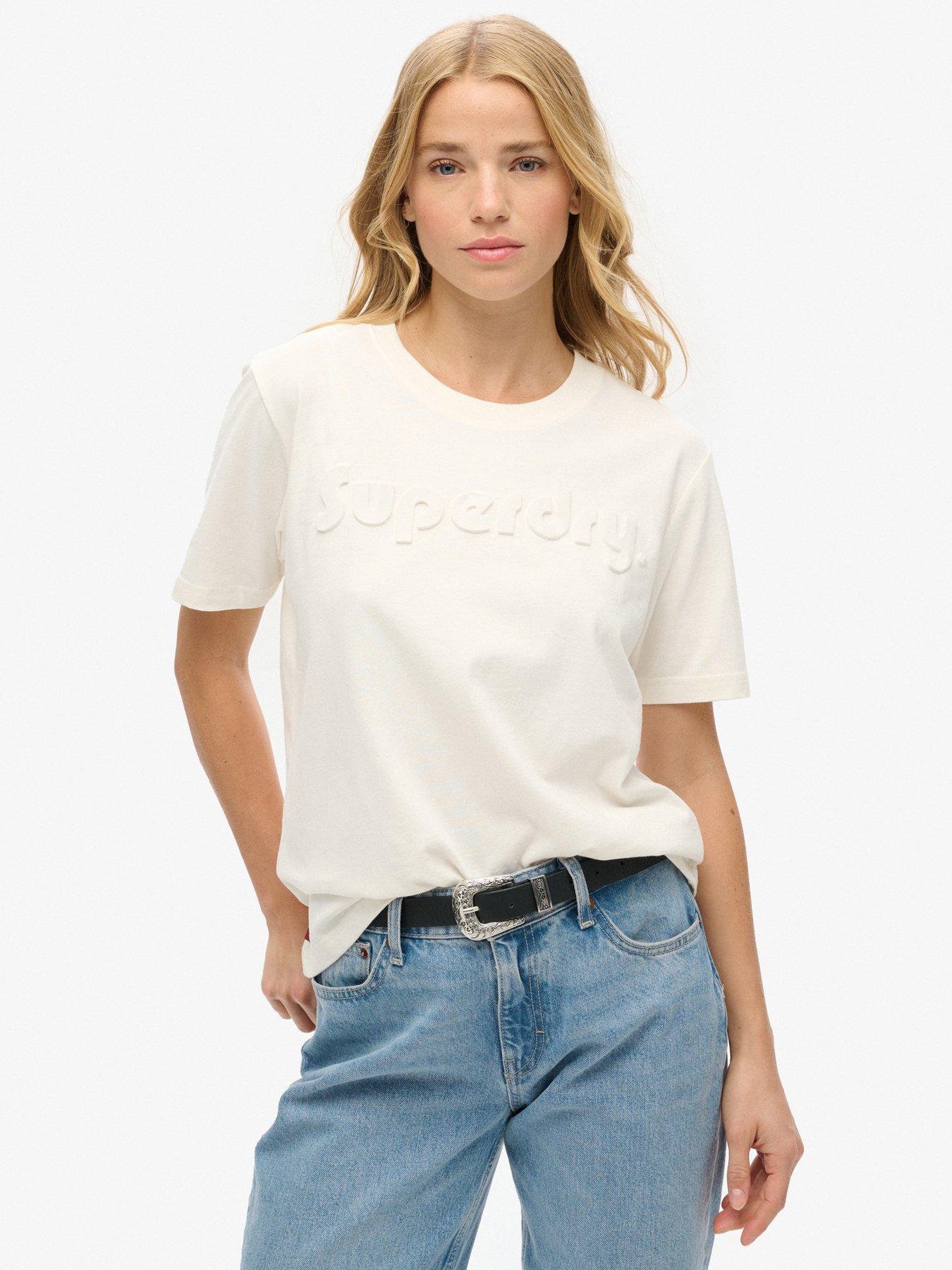  image of superdry-embossed-logo-relaxed-t-shirt-white