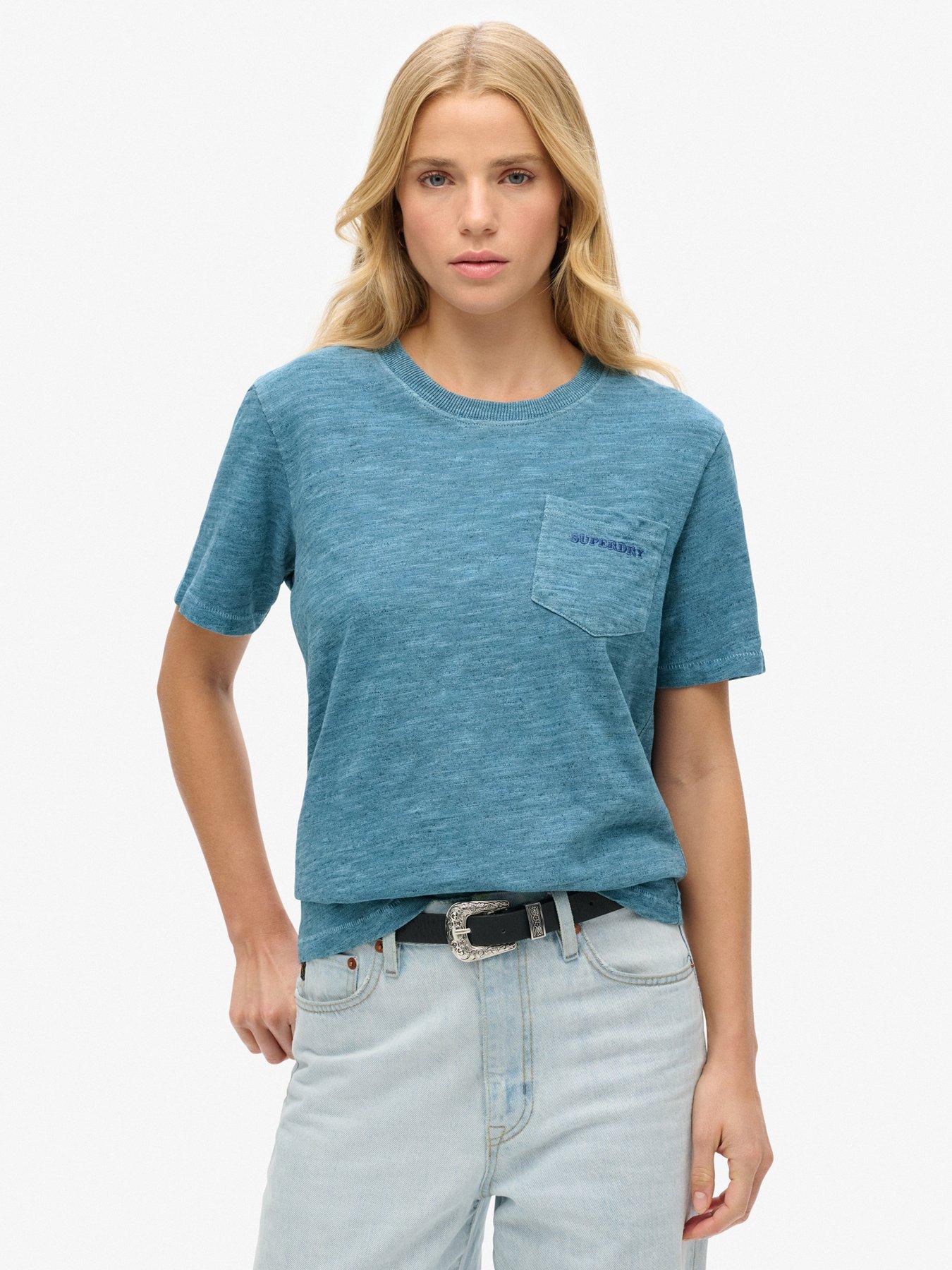  image of superdry-essential-logo-overdyed-t-shirt-blue