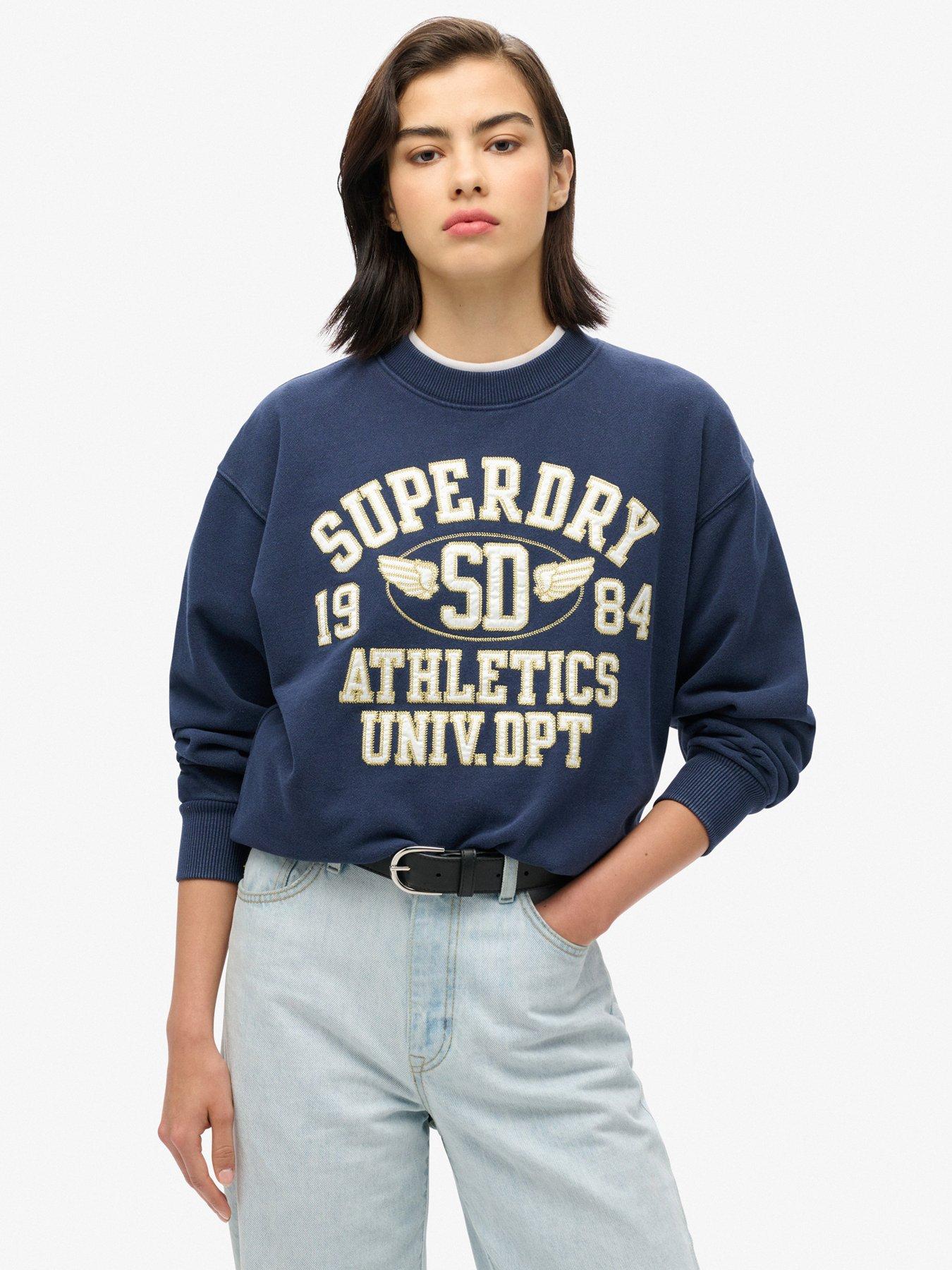  image of superdry-college-script-loose-sweatshirt-navy