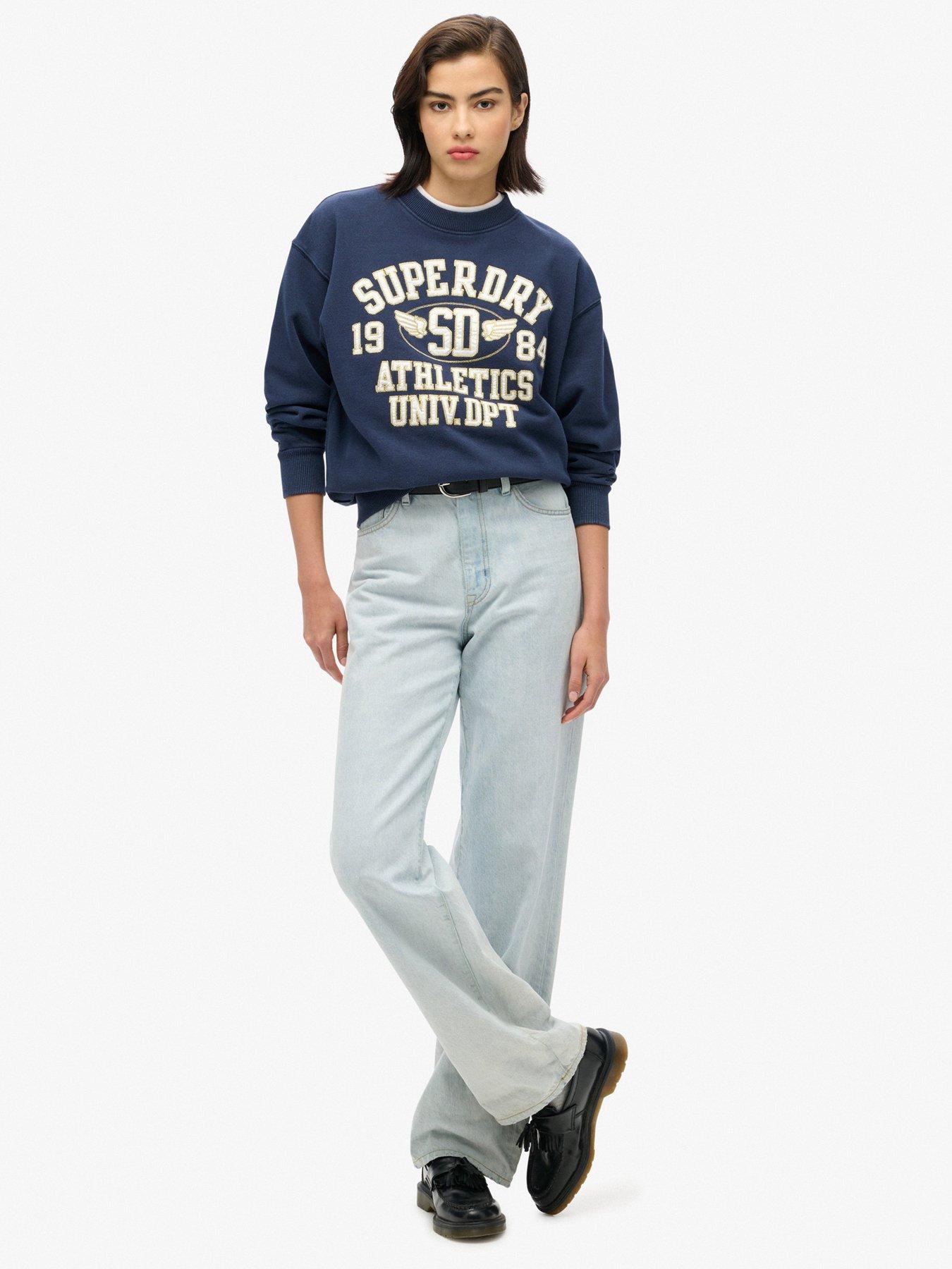  image of superdry-college-script-loose-sweatshirt-navy