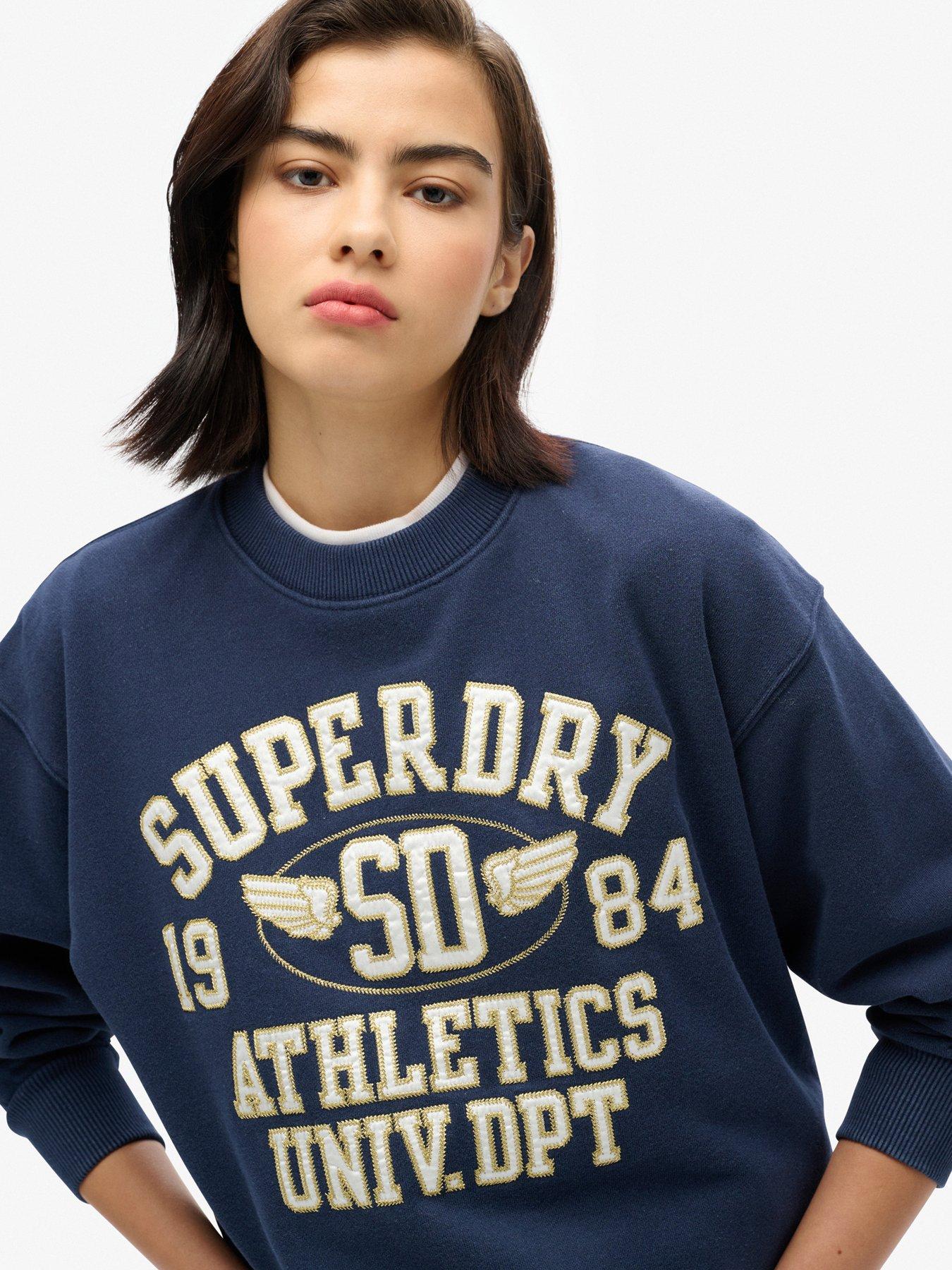  image of superdry-college-script-loose-sweatshirt-navy