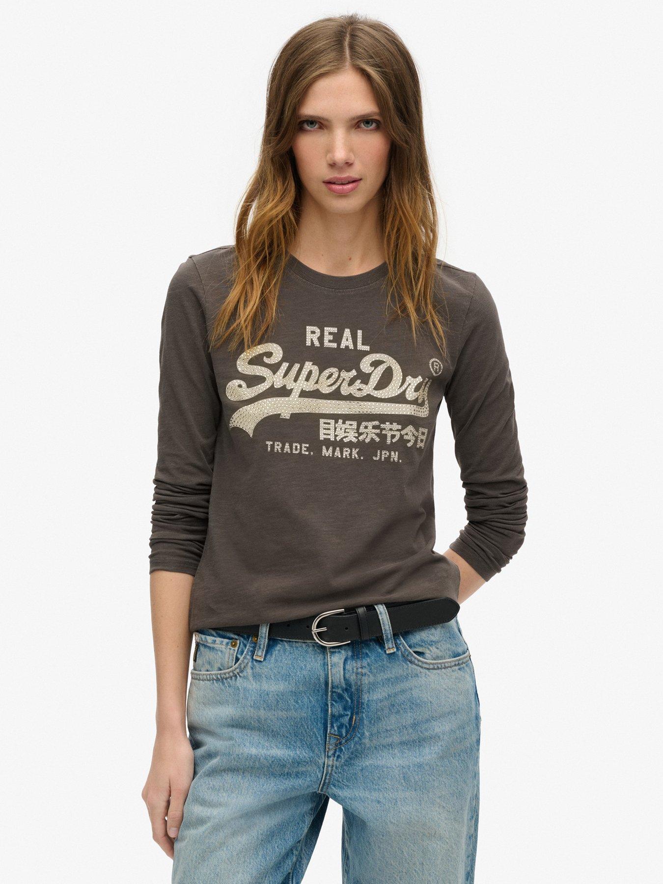 undefined Embellished Vintage Logo Graphic Top - Black