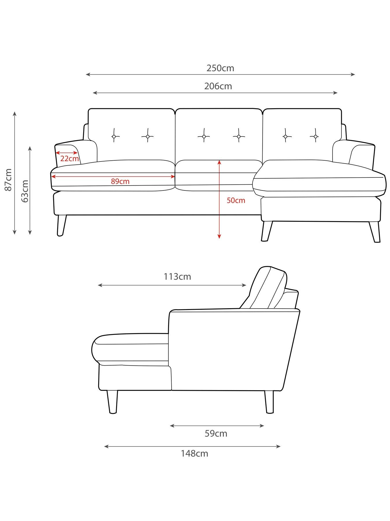 Image 7 of 7 of Very Home Malmo Fabric Right Hand 3 Seater Chaise Sofa - FSC&reg; Certified&nbsp;- Made in the UK