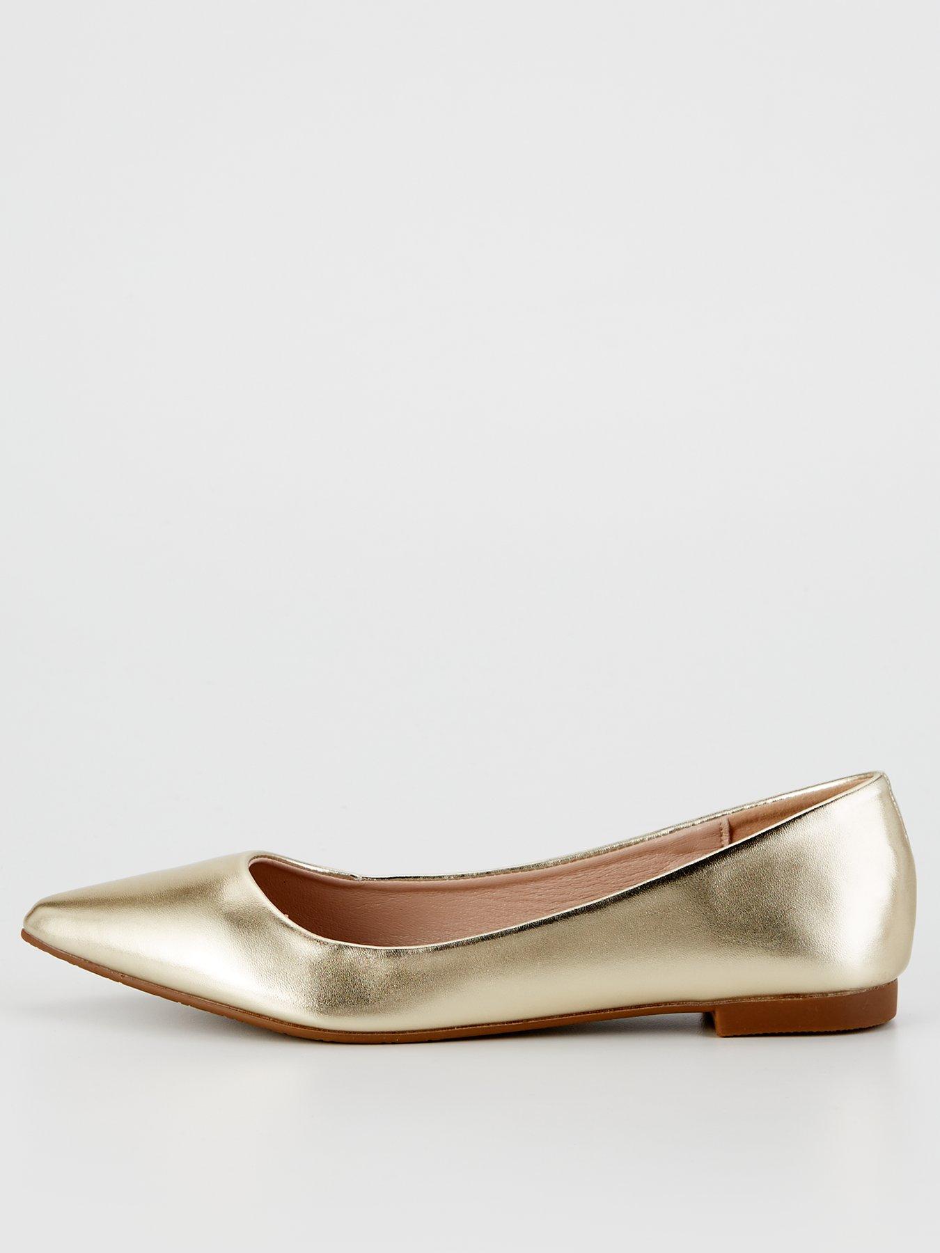 undefined Metallic Pointed Ballet Pump - Gold