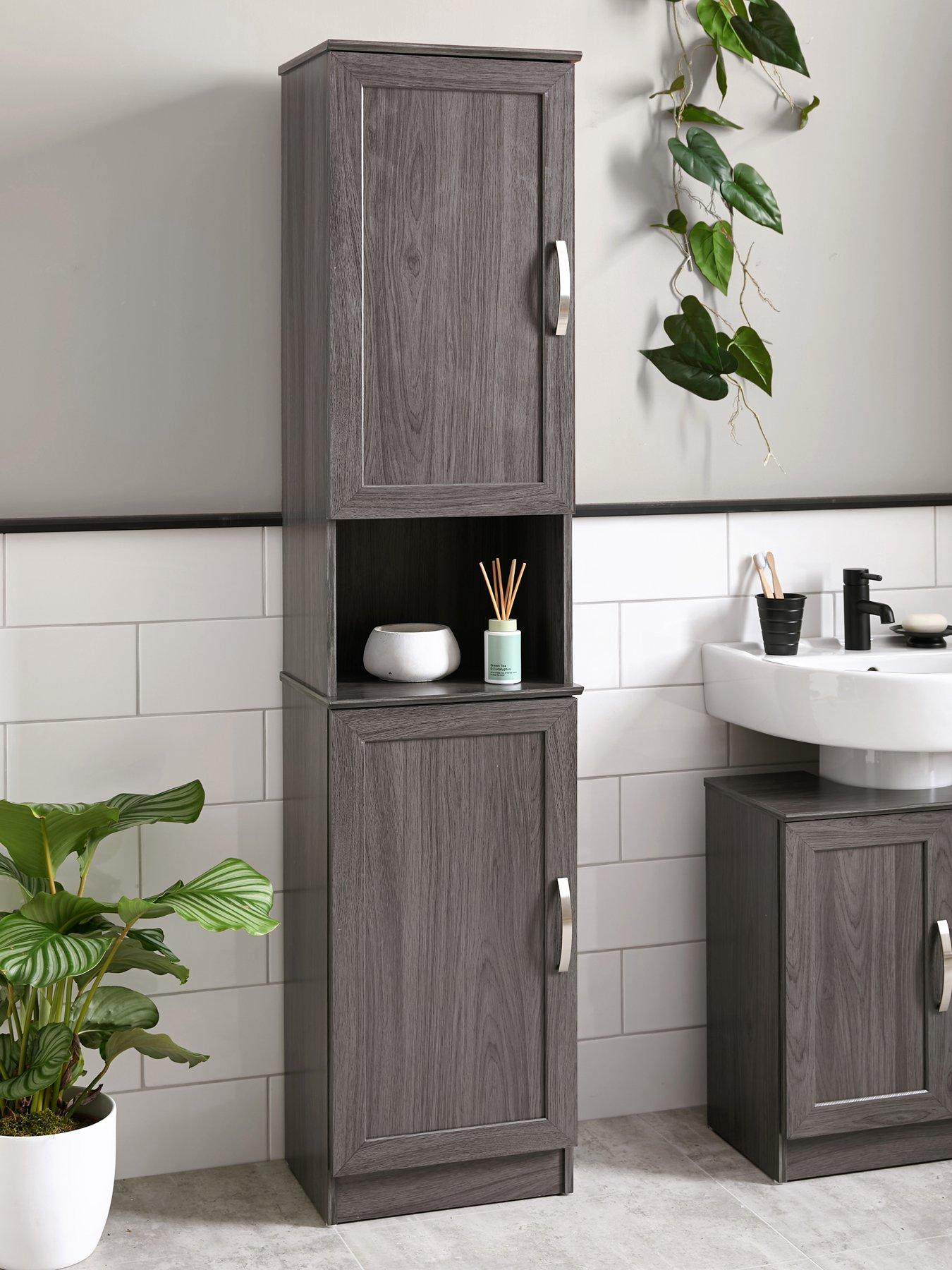 Very Home Caledon Tall Bathroom Cabinet - Grey Oak Effect