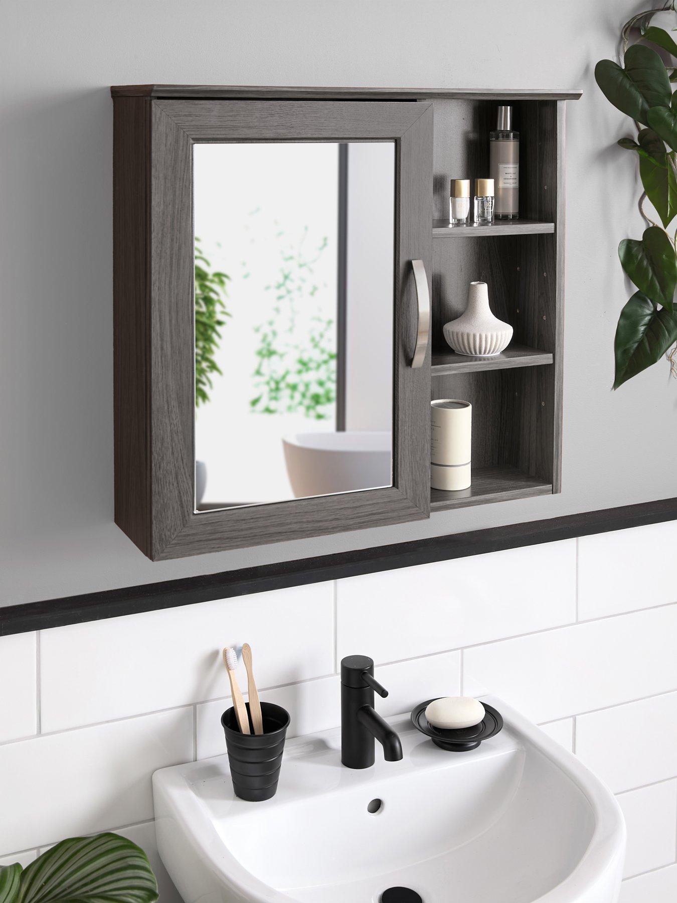 Very Home Caledon Mirrored Bathroom Wall Cabinet - Grey Oak