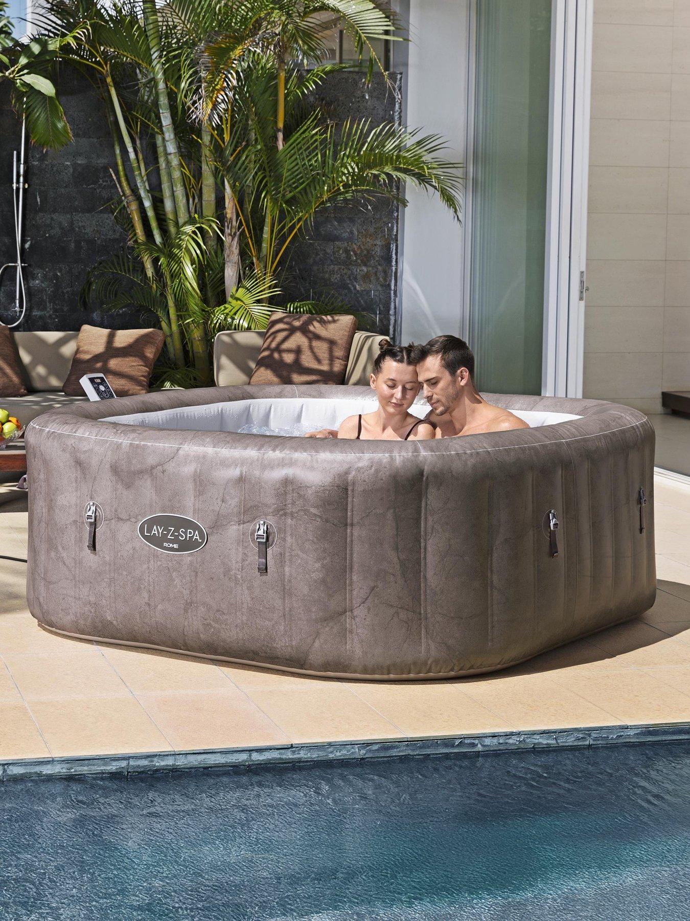  image of lay-z-spa-rome-maxhold-energysense-ultrafit-smart-airjet-6-brown-marble-square-4-6-adults