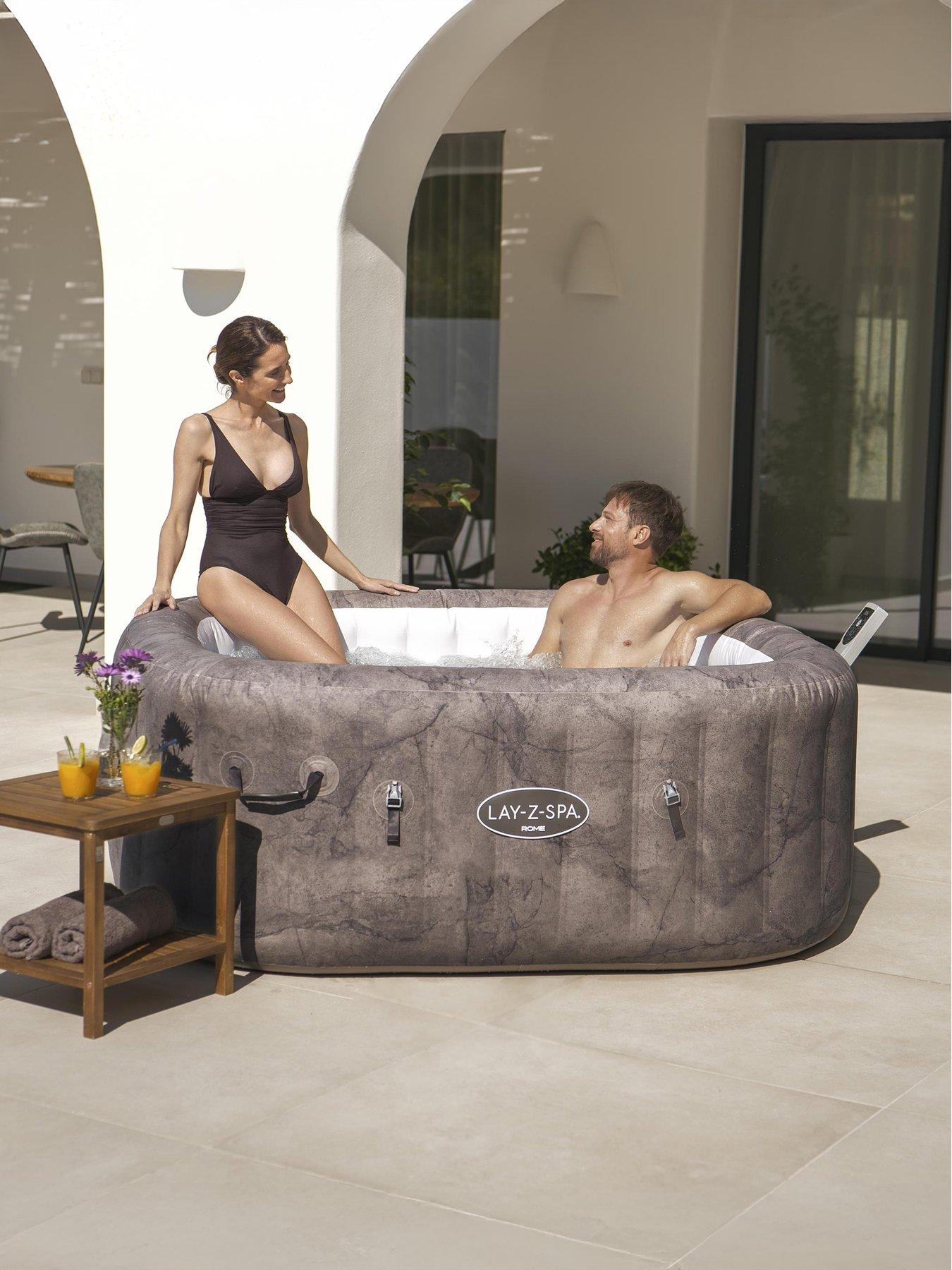  image of lay-z-spa-rome-maxhold-energysense-ultrafit-smart-airjet-6-brown-marble-square-4-6-adults