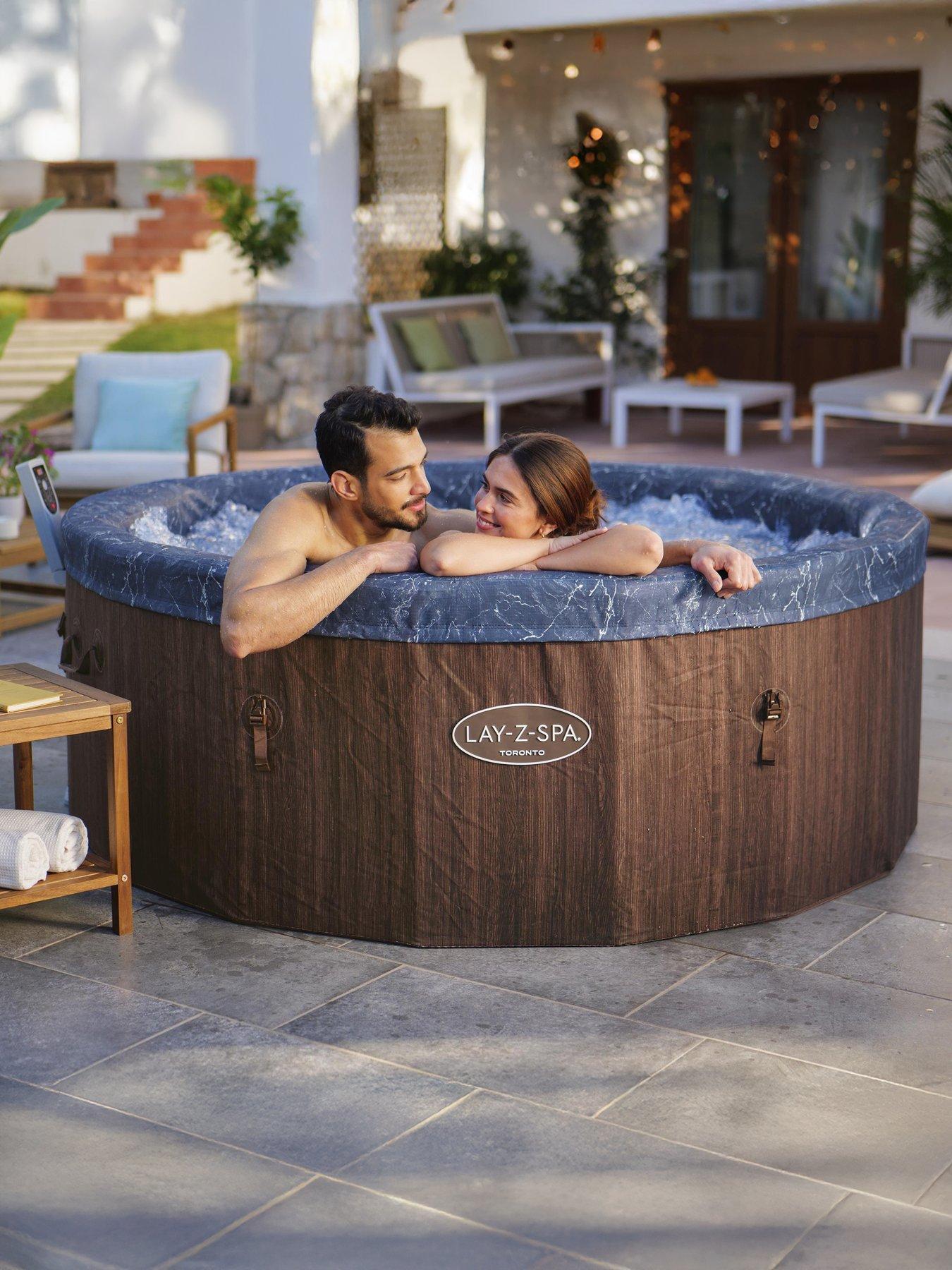  image of lay-z-spa-toronto-thermacore-ultrafit-smart-airjet-7-brown-wood-round-5-7-adults