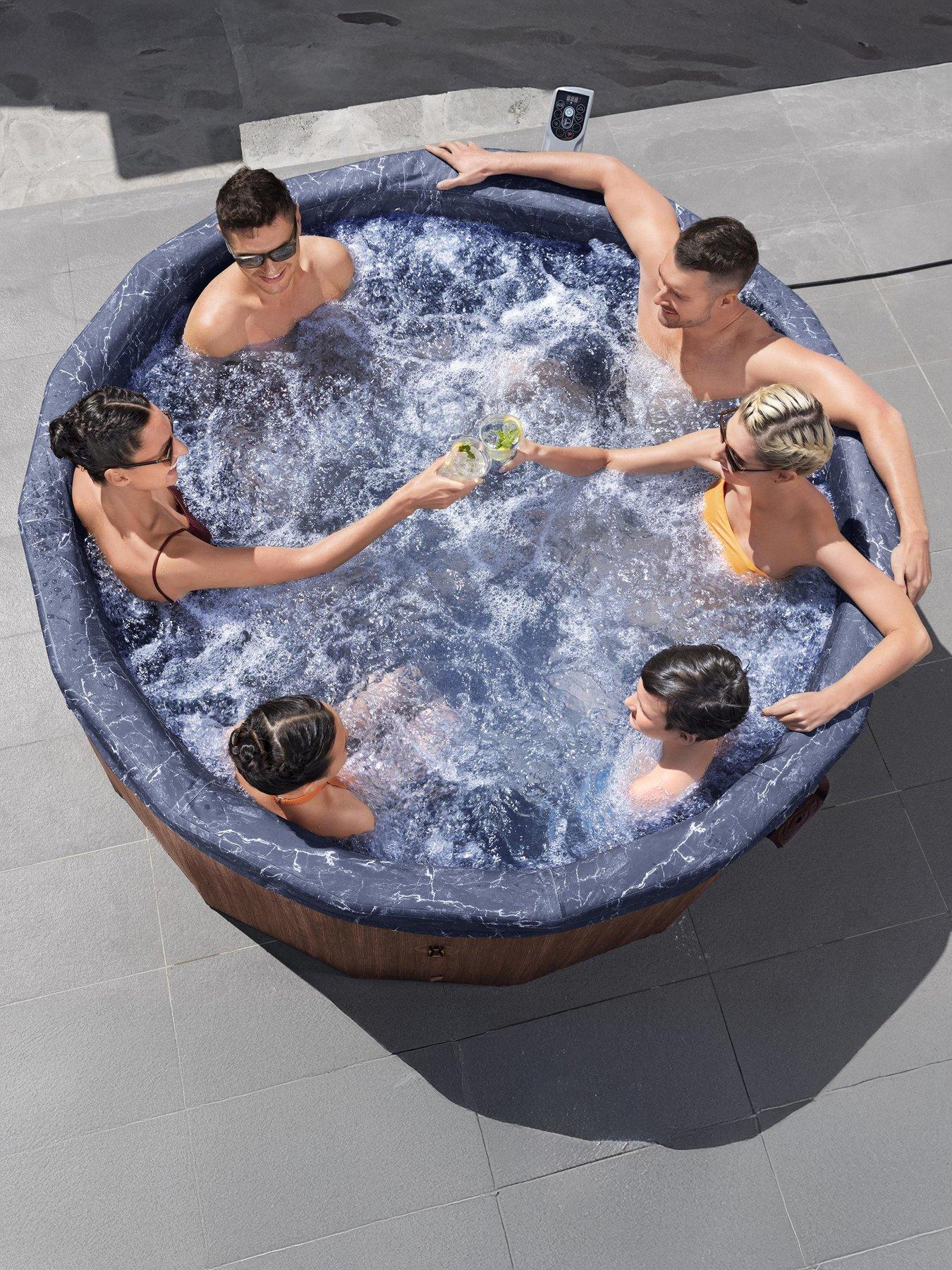  image of lay-z-spa-toronto-thermacore-ultrafit-smart-airjet-7-brown-wood-round-5-7-adults