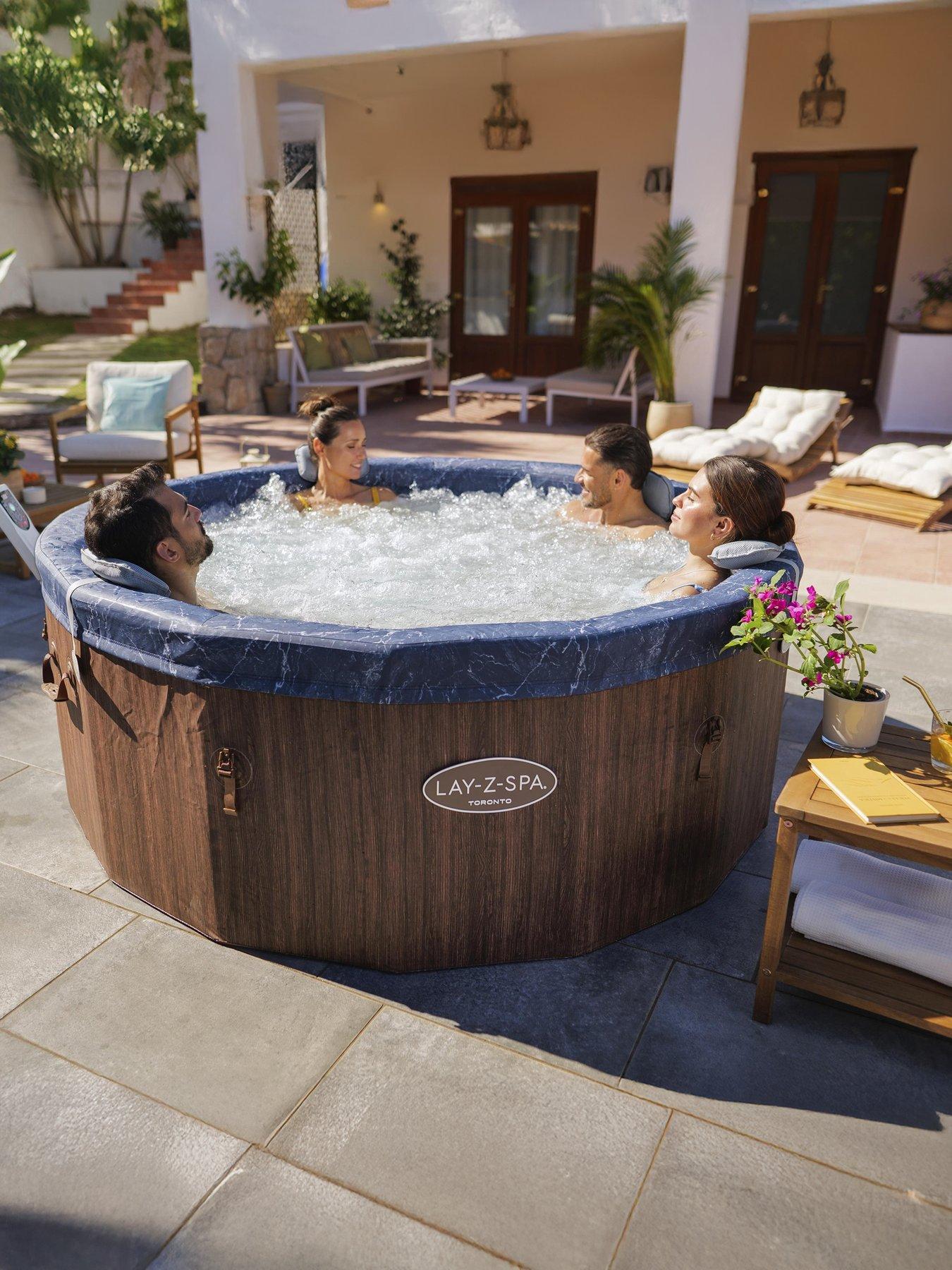 image of lay-z-spa-toronto-thermacore-ultrafit-smart-airjet-7-brown-wood-round-5-7-adults