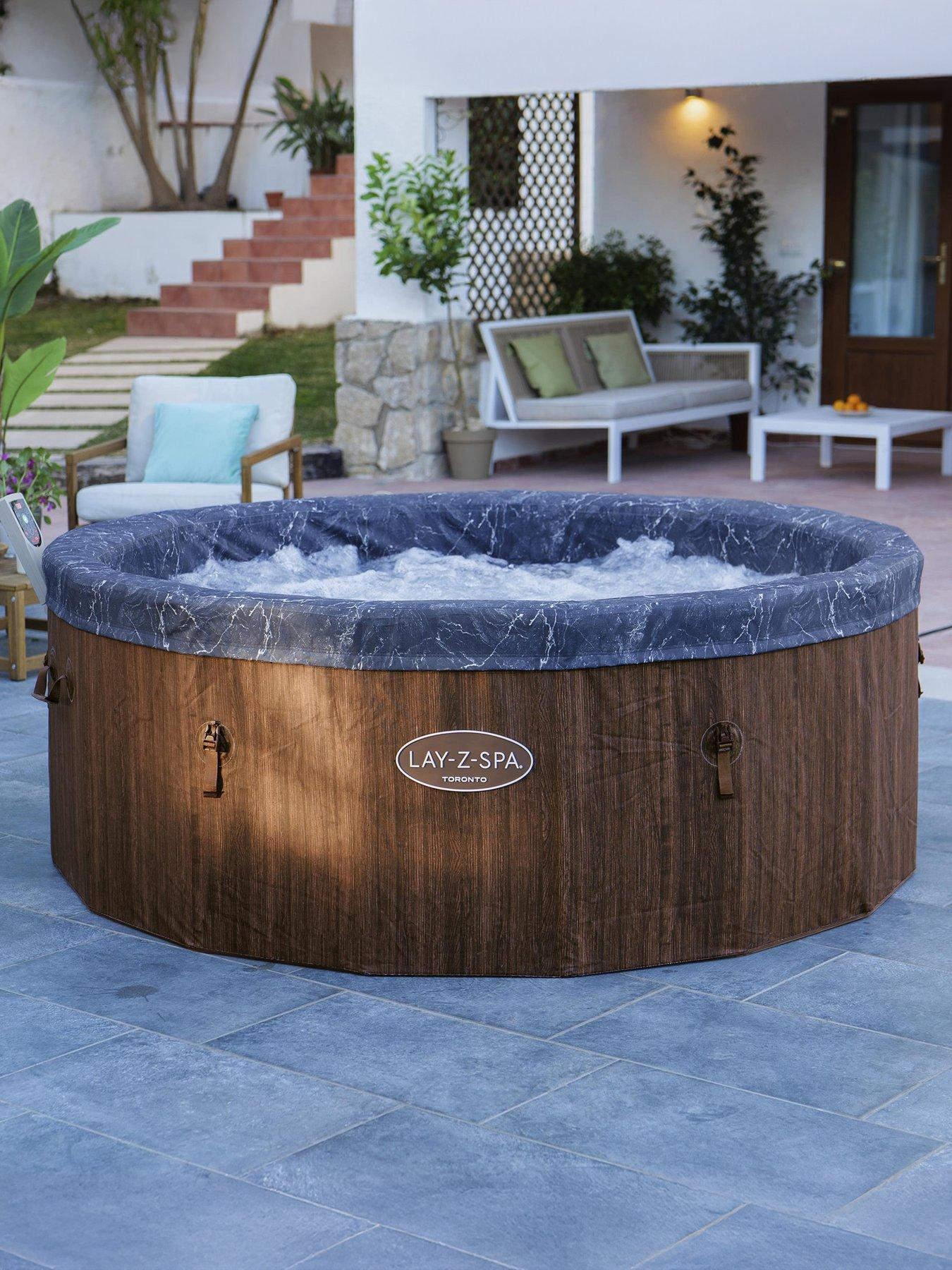  image of lay-z-spa-toronto-thermacore-ultrafit-smart-airjet-7-brown-wood-round-5-7-adults