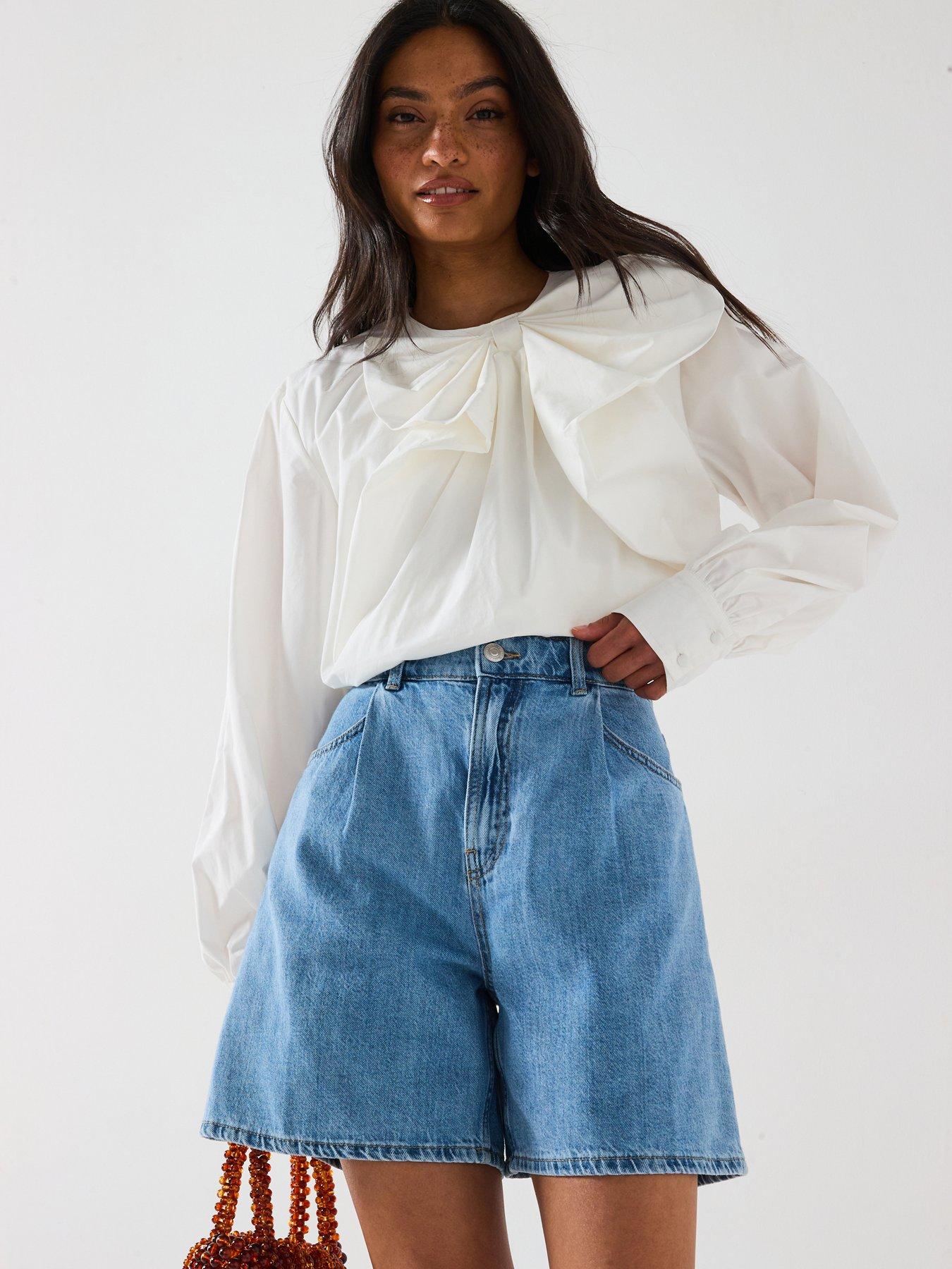  image of v-by-very-bow-cottonnbspblouse