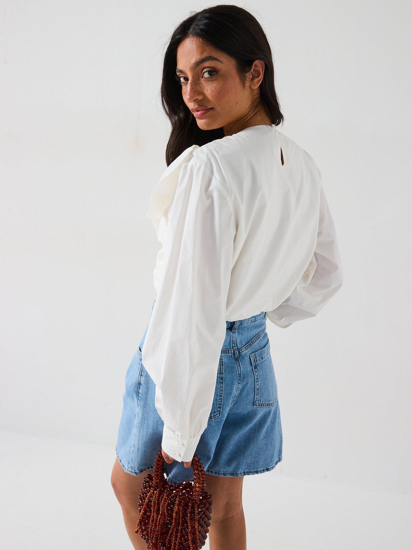  image of v-by-very-bow-cottonnbspblouse