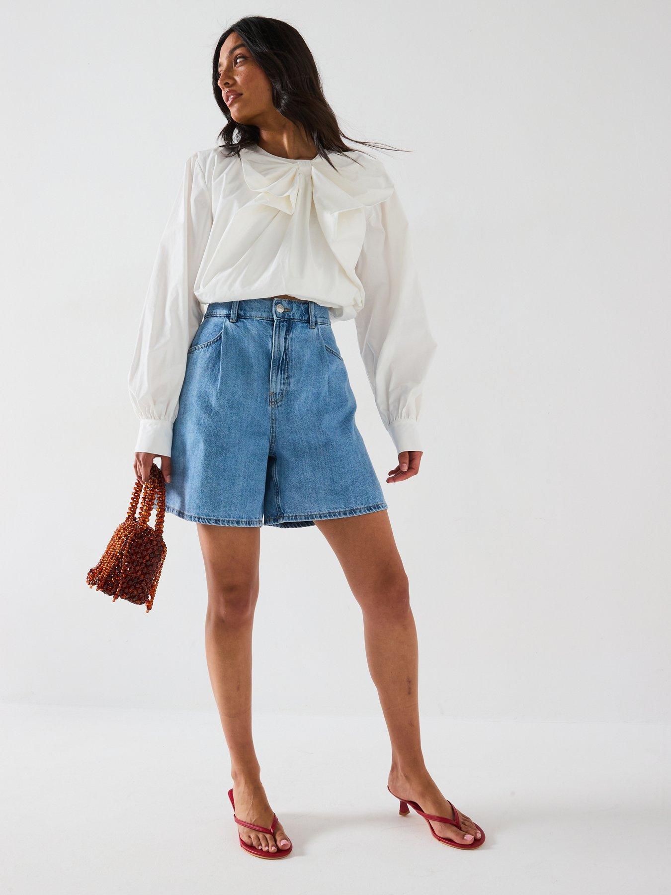  image of v-by-very-bow-cottonnbspblouse