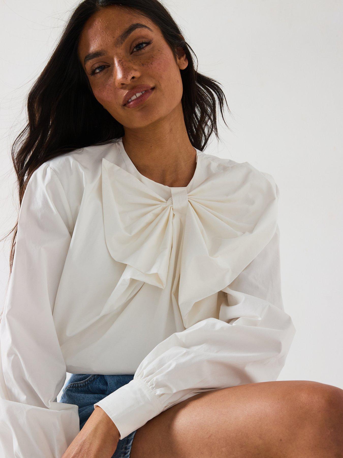 image of v-by-very-bow-cottonnbspblouse