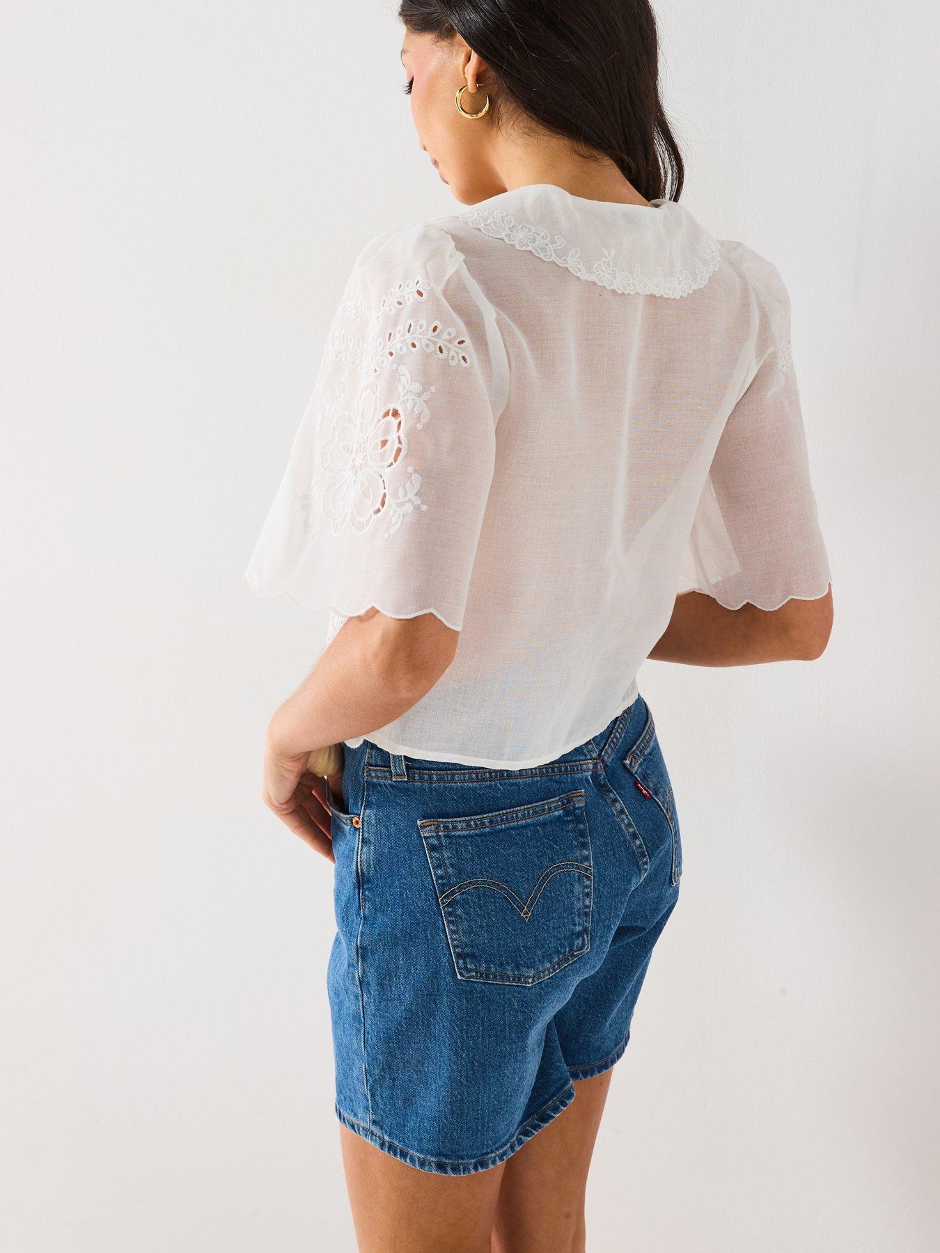  image of v-by-very-sheer-tie-front-blouse-cream
