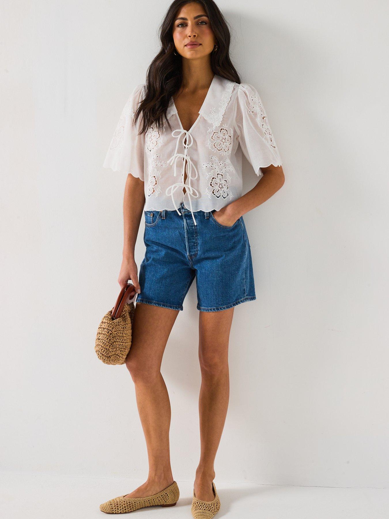  image of v-by-very-sheer-tie-front-blouse-cream