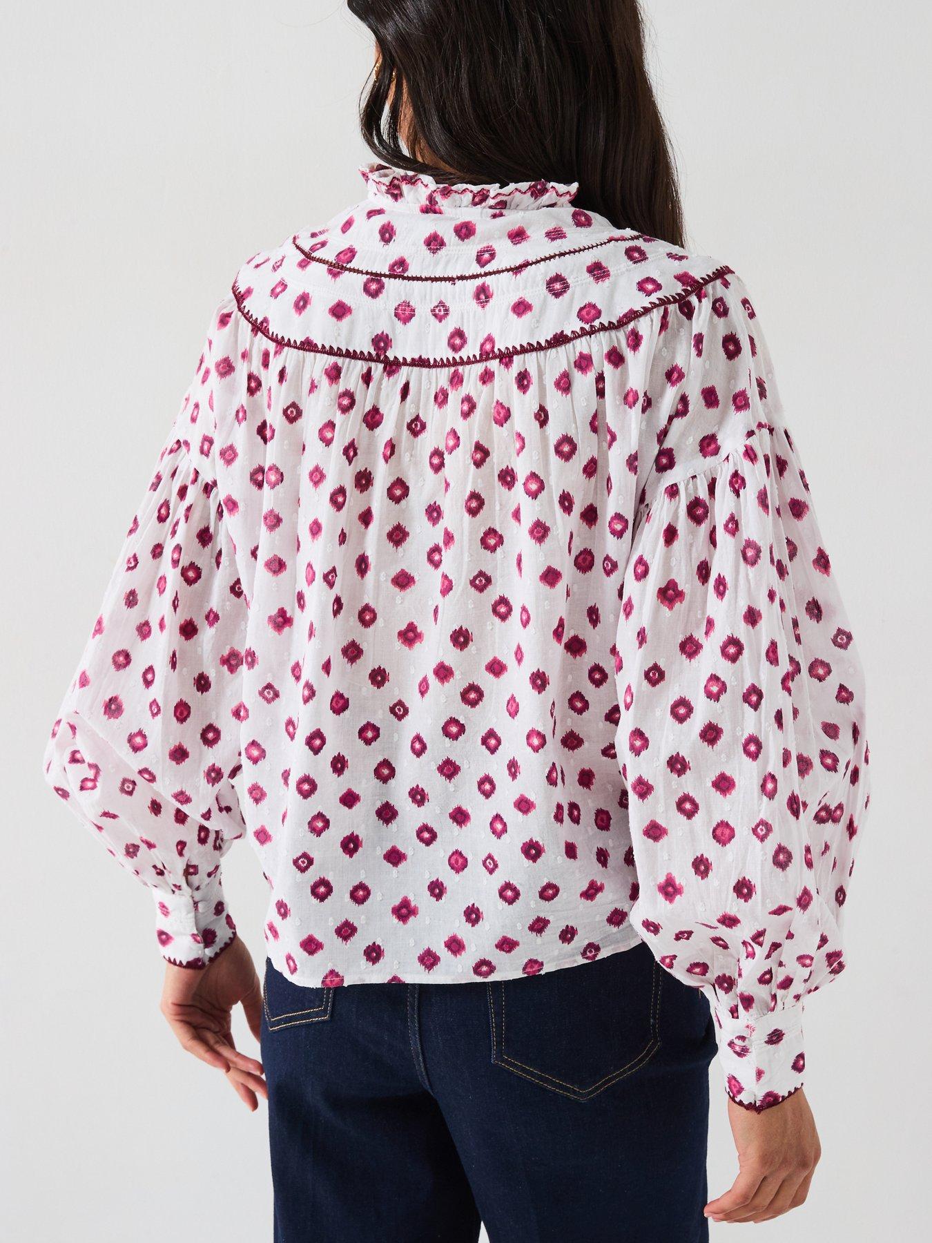  image of v-by-very-aztec-smock-blouse-print