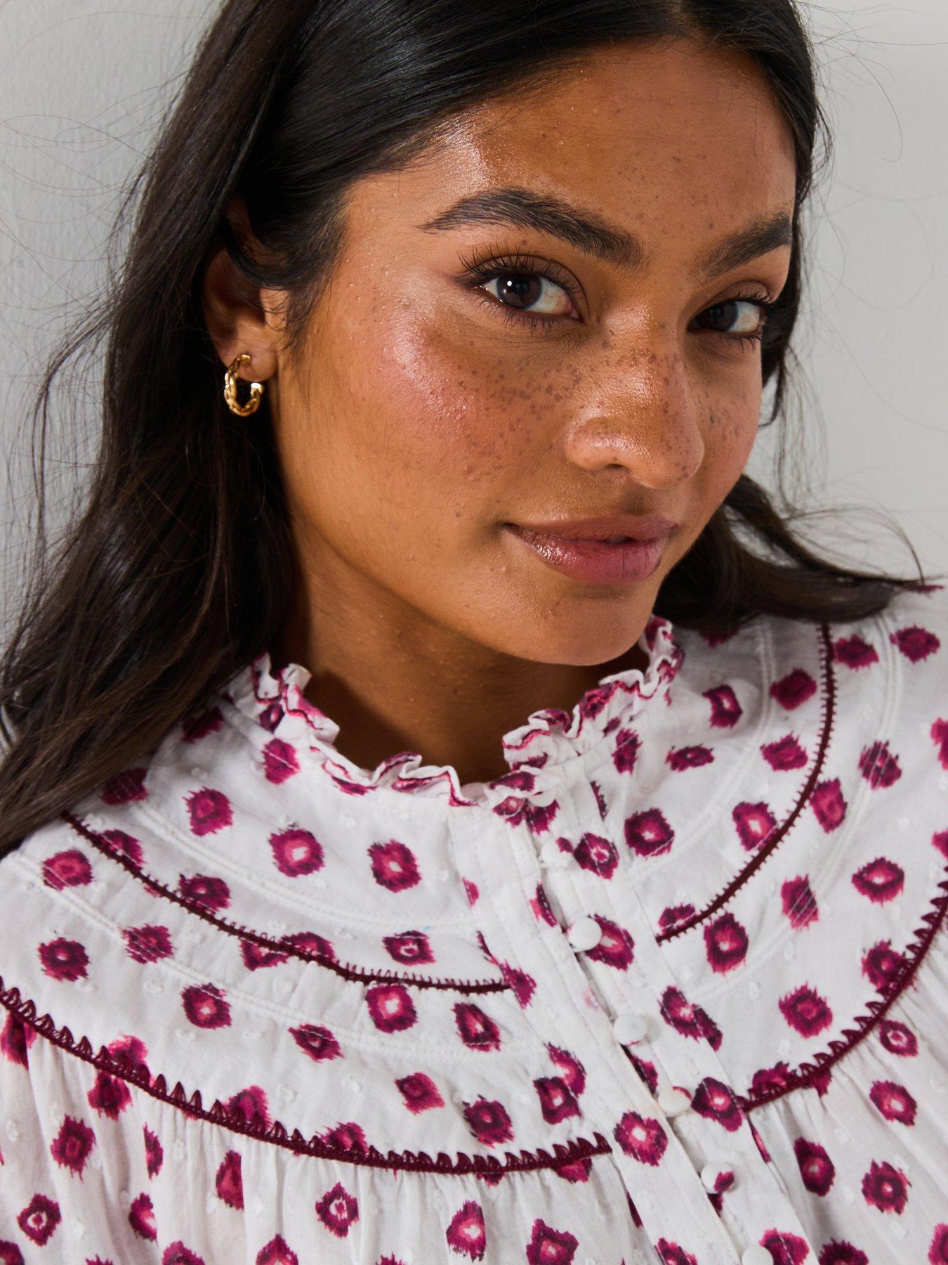  image of v-by-very-aztec-smock-blouse-print