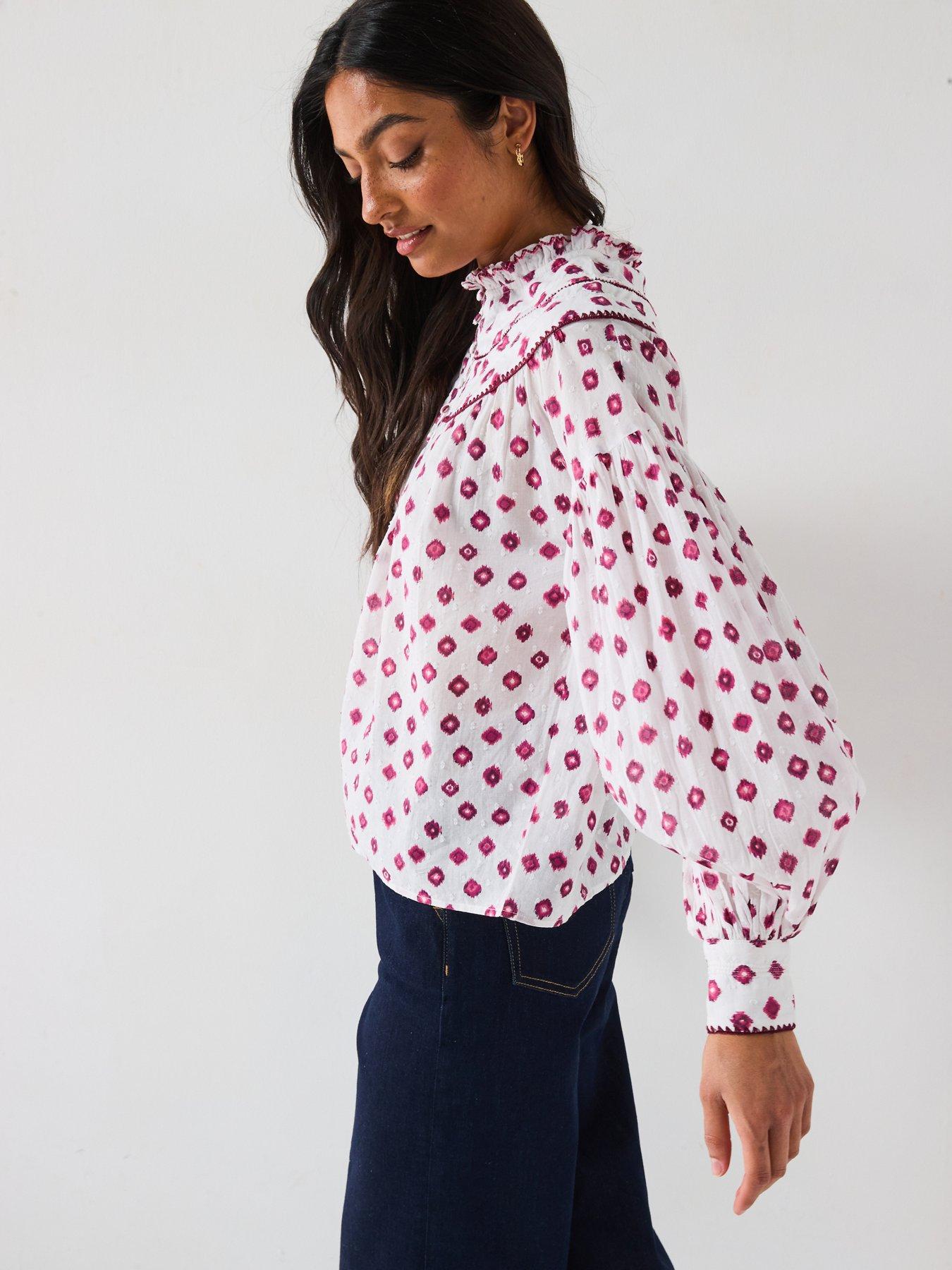  image of v-by-very-aztec-smock-blouse-print