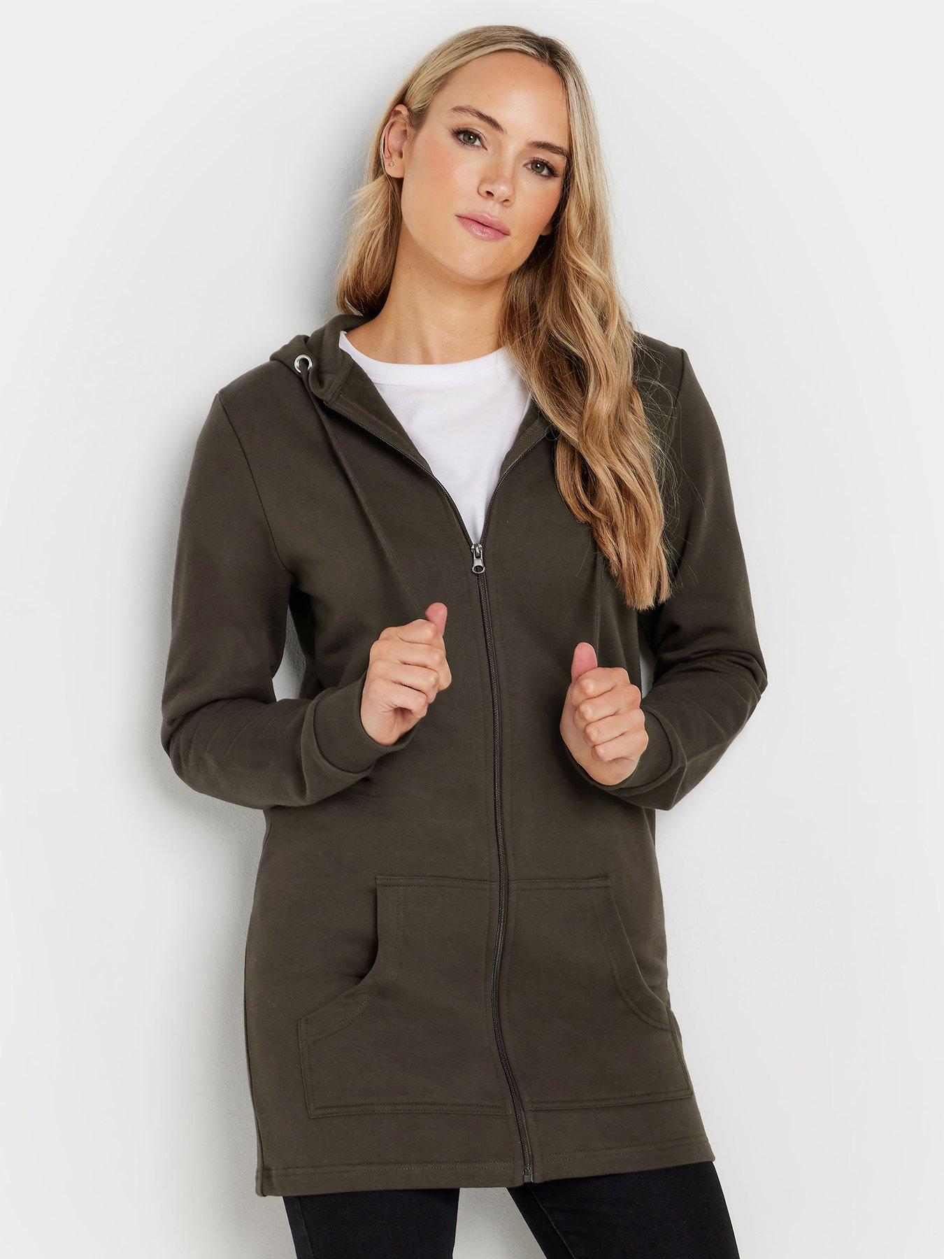undefined Tall Long Line Zip Hoodie - Brown