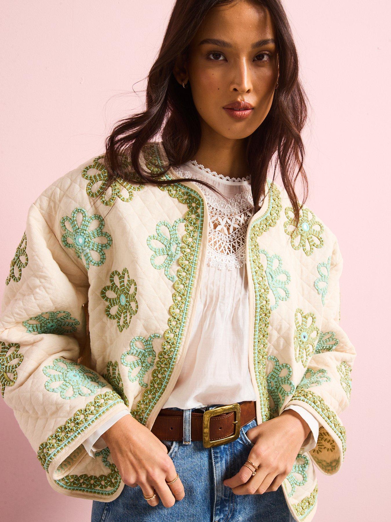  image of v-by-very-padded-oversized-embroidered-floral-jacket-cream