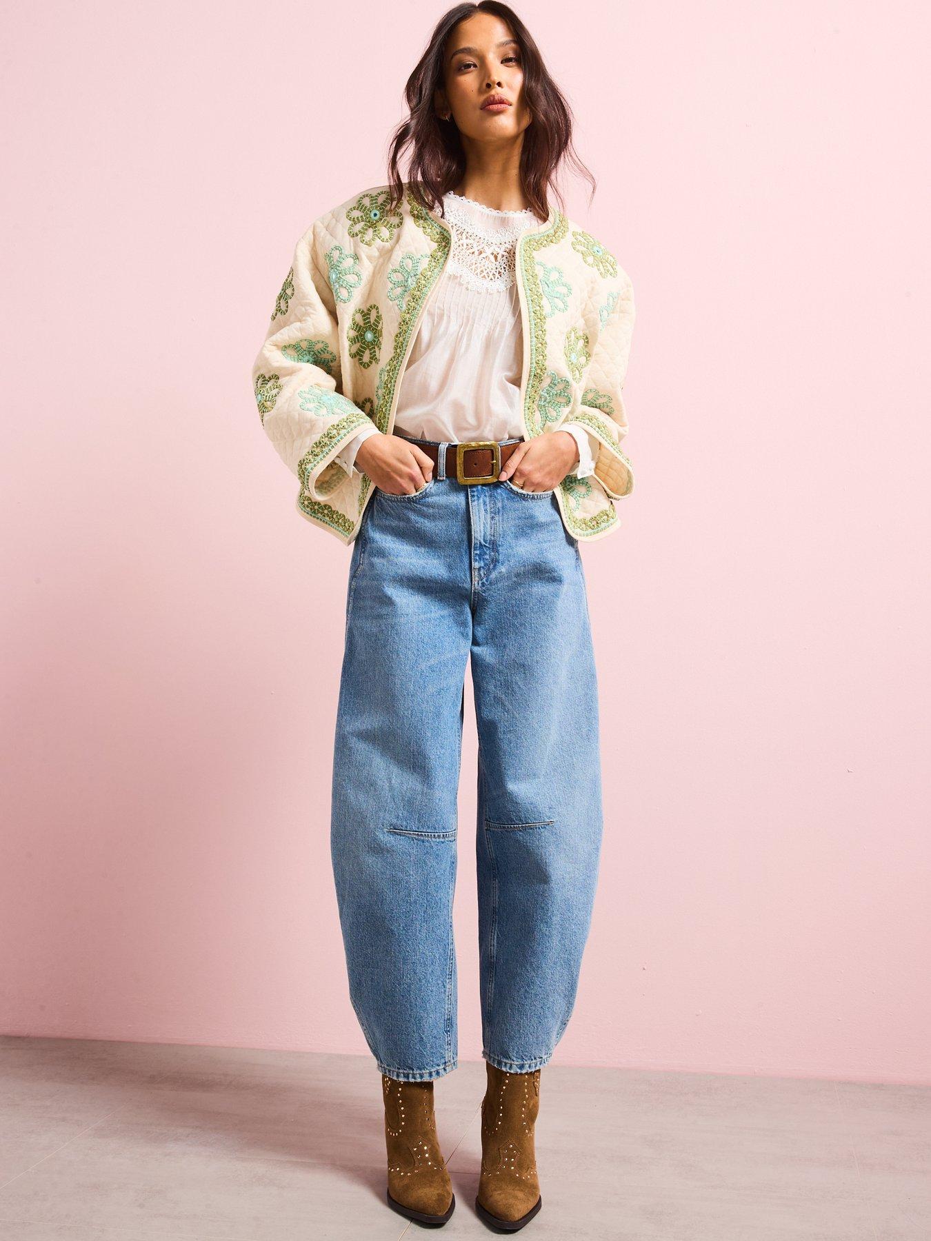  image of v-by-very-padded-oversized-embroidered-floral-jacket-cream